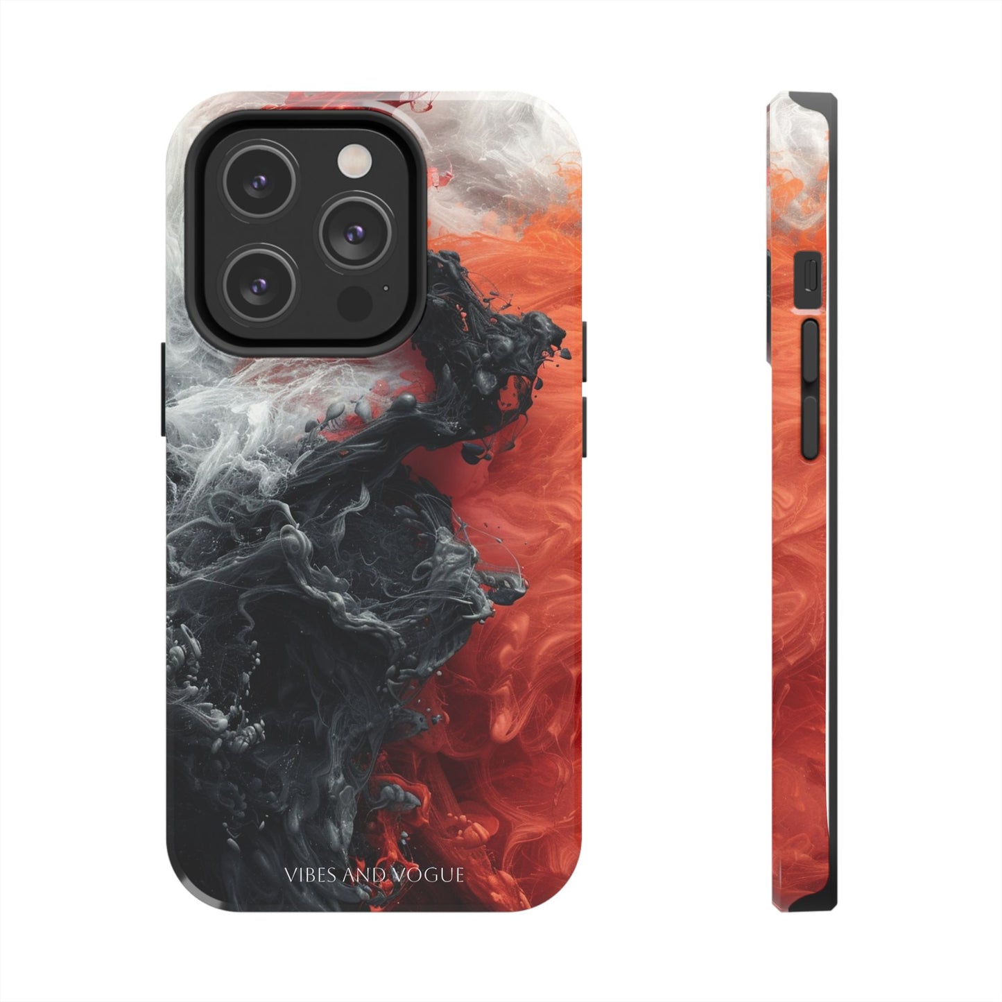 Abstract Red & Black Smoke Tough Phone Case — Vibes and Vogue Protective Cover