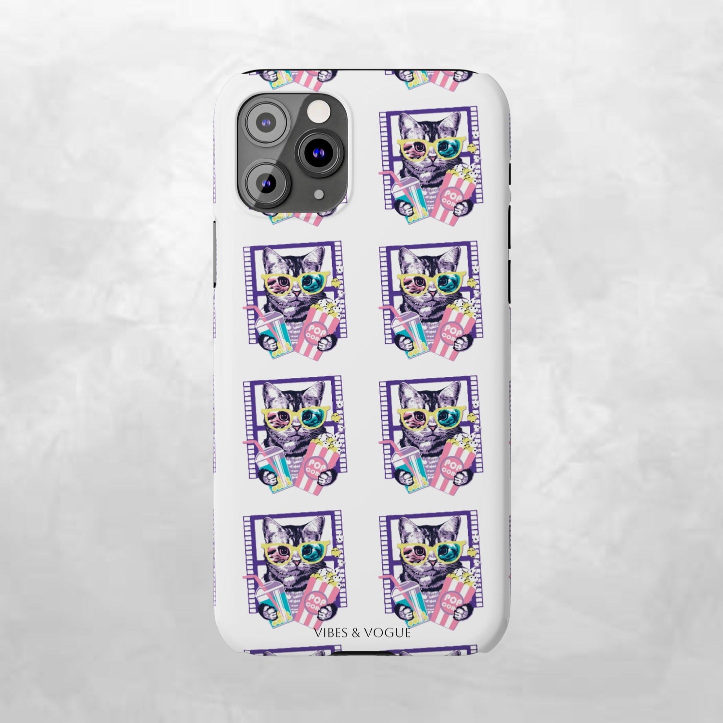 Cat Lover's Slim Phone Cases, Cute Cat Phone Covers, Pet-Themed Accessories, Gifts for Cat Lovers, Vibrant Patterned Cases