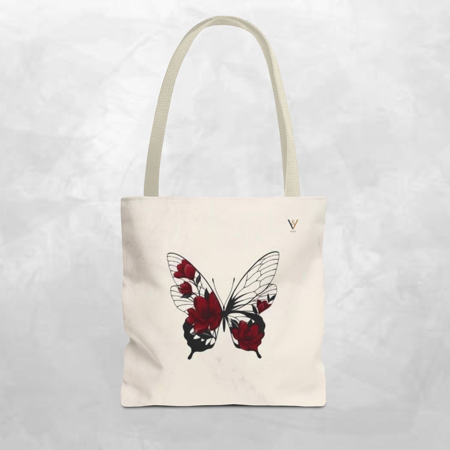 Butterfly Floral Tote Bag, Elegant Carry-All, Eco-Friendly Shopping Bag, Gift for Her, Boho Style