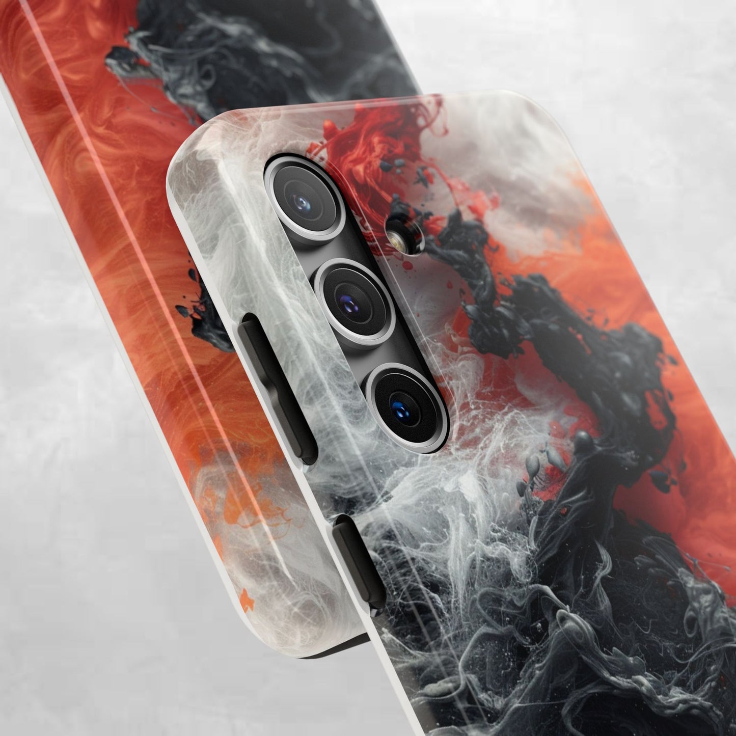 Abstract Red & Black Smoke Tough Phone Case — Vibes and Vogue Protective Cover