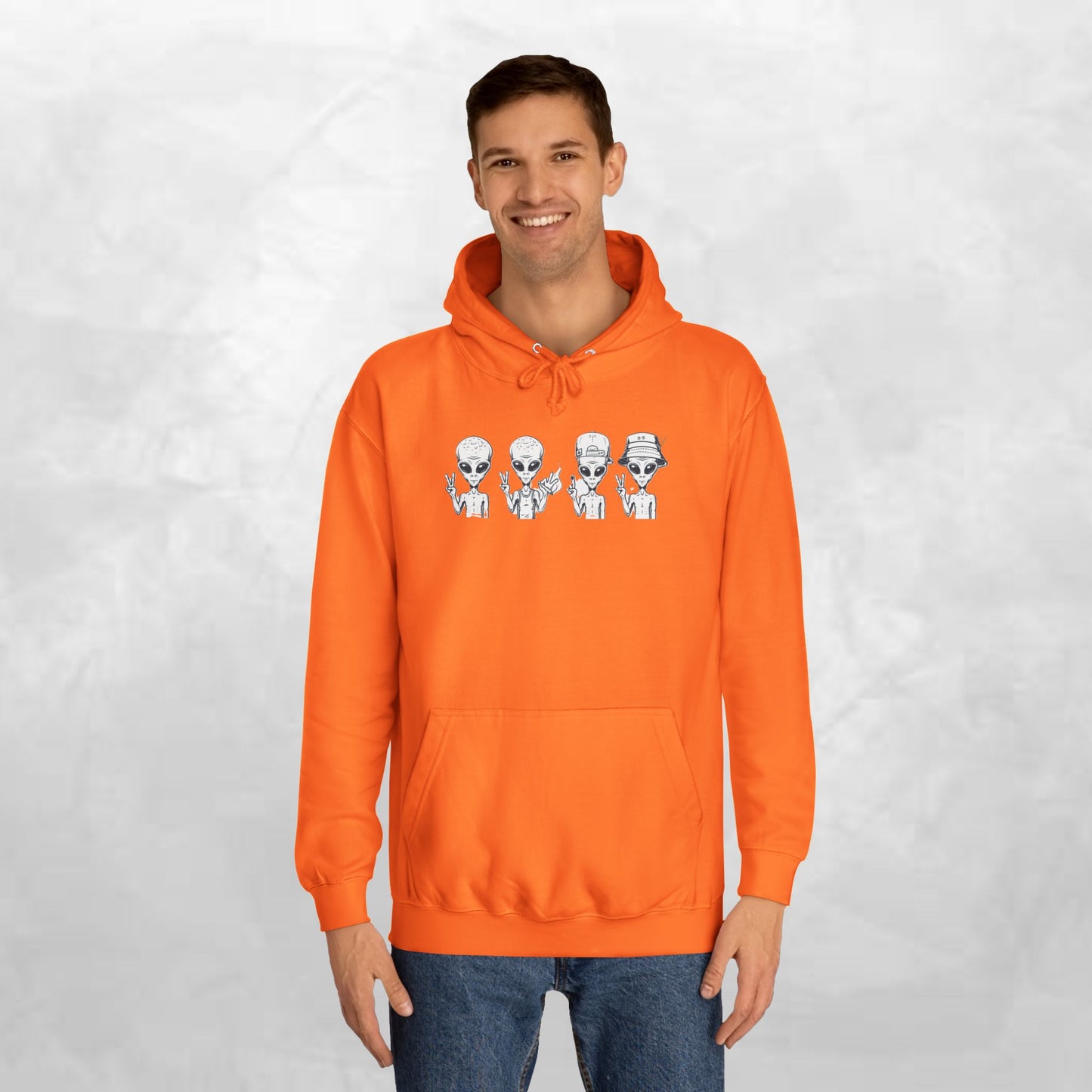 Retro Alien College Hoodie - Unisex Warm Sweatshirt for Campus Style