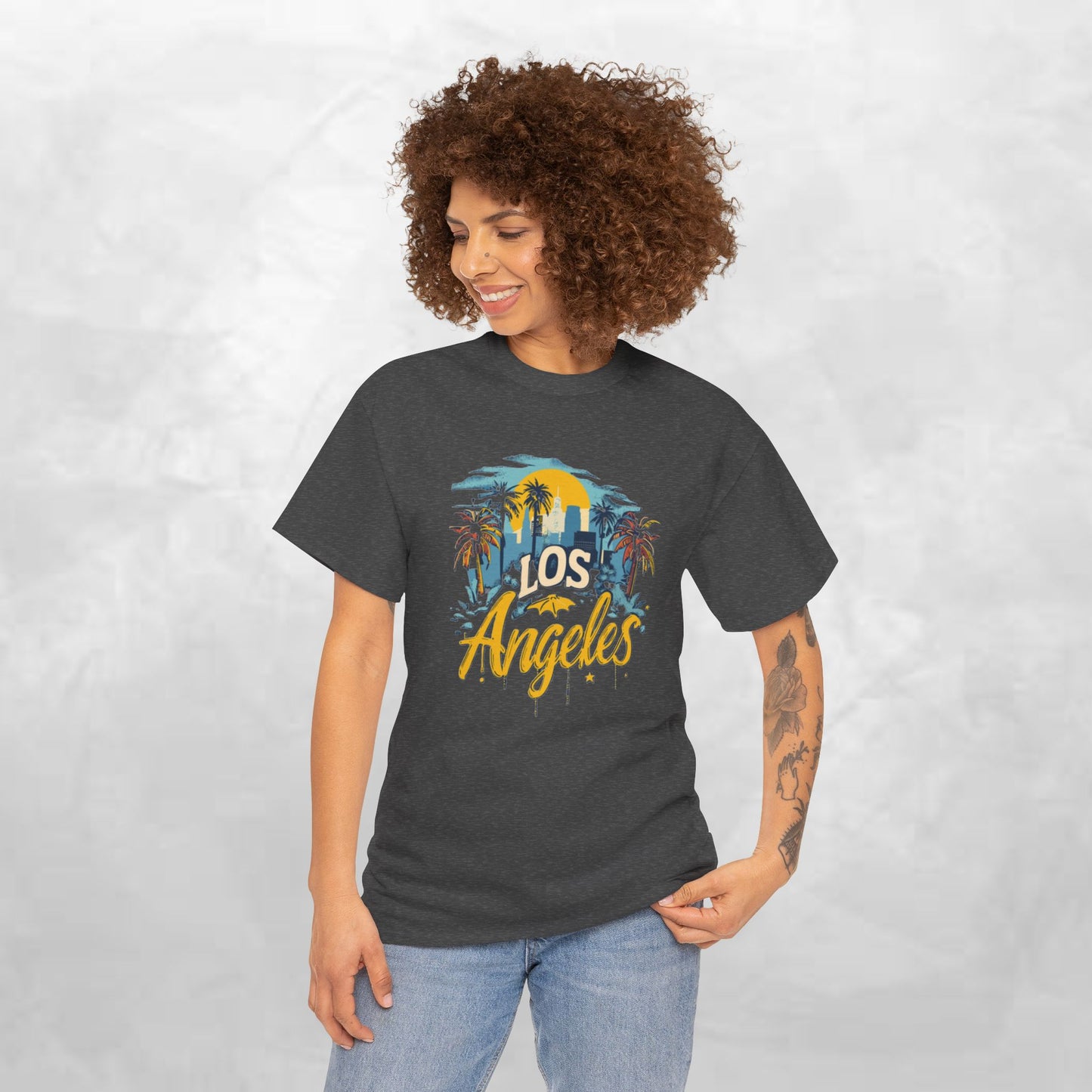 Los Angeles Sunset Unisex Heavy Cotton Tee - Casual Comfortable Streetwear