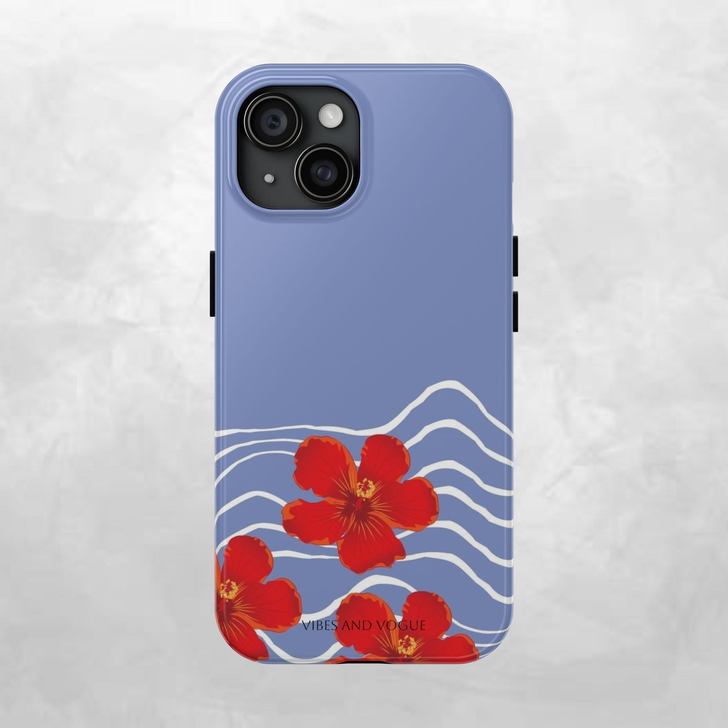 Tough Phone Case — Red Hibiscus Waves (Durable Protective Phone Cover)