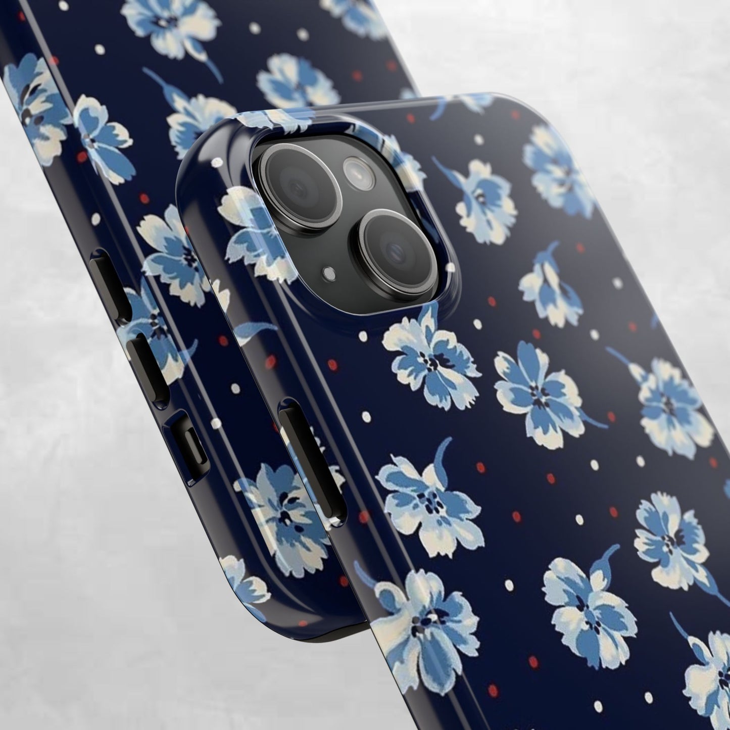 Floral Navy Tough Phone Case — Blue Blossom Protective Phone Cover