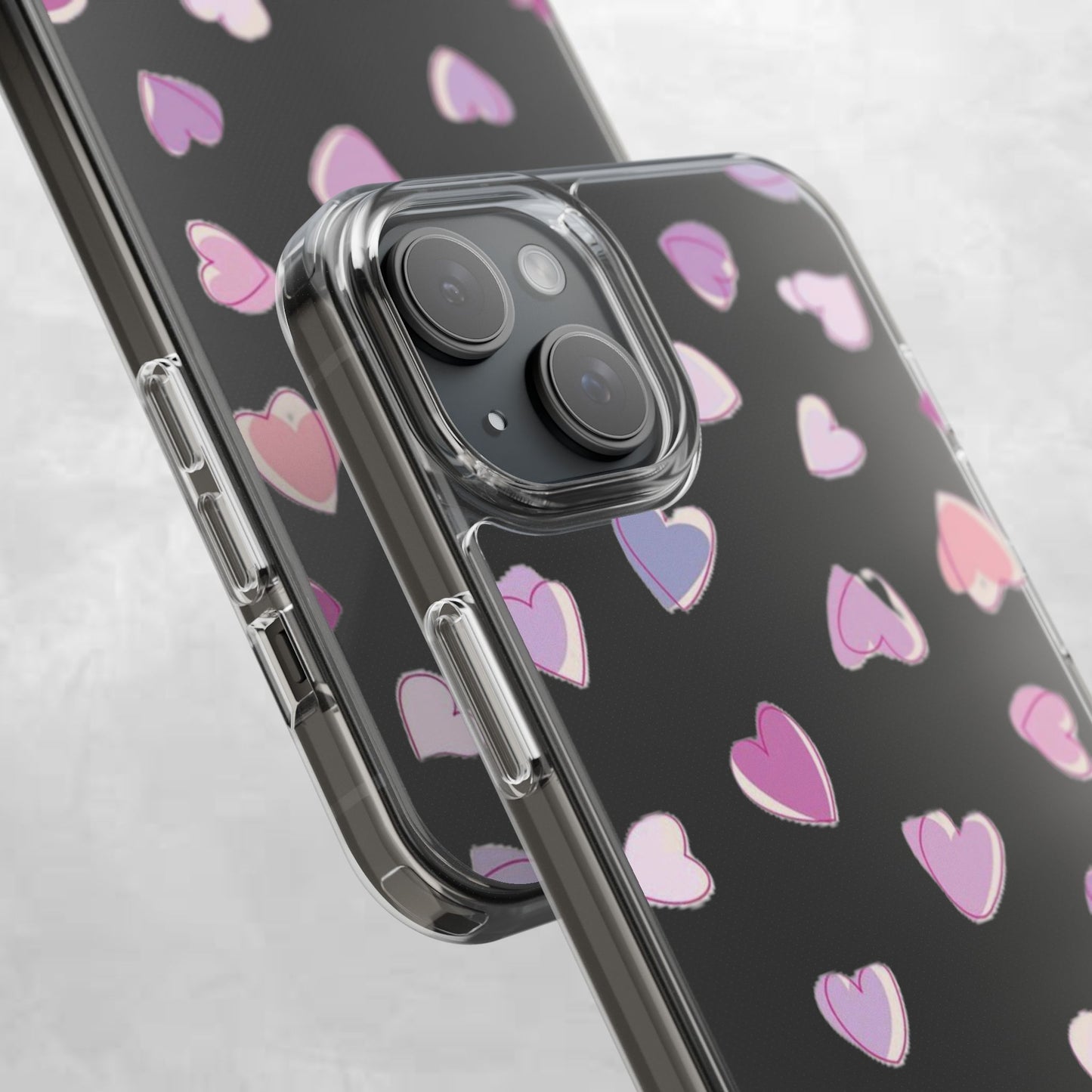 Heart Pattern Clear Case, Cute Phone Cover, Valentine's Day Gift, Trendy Phone Accessory, Love Theme Case