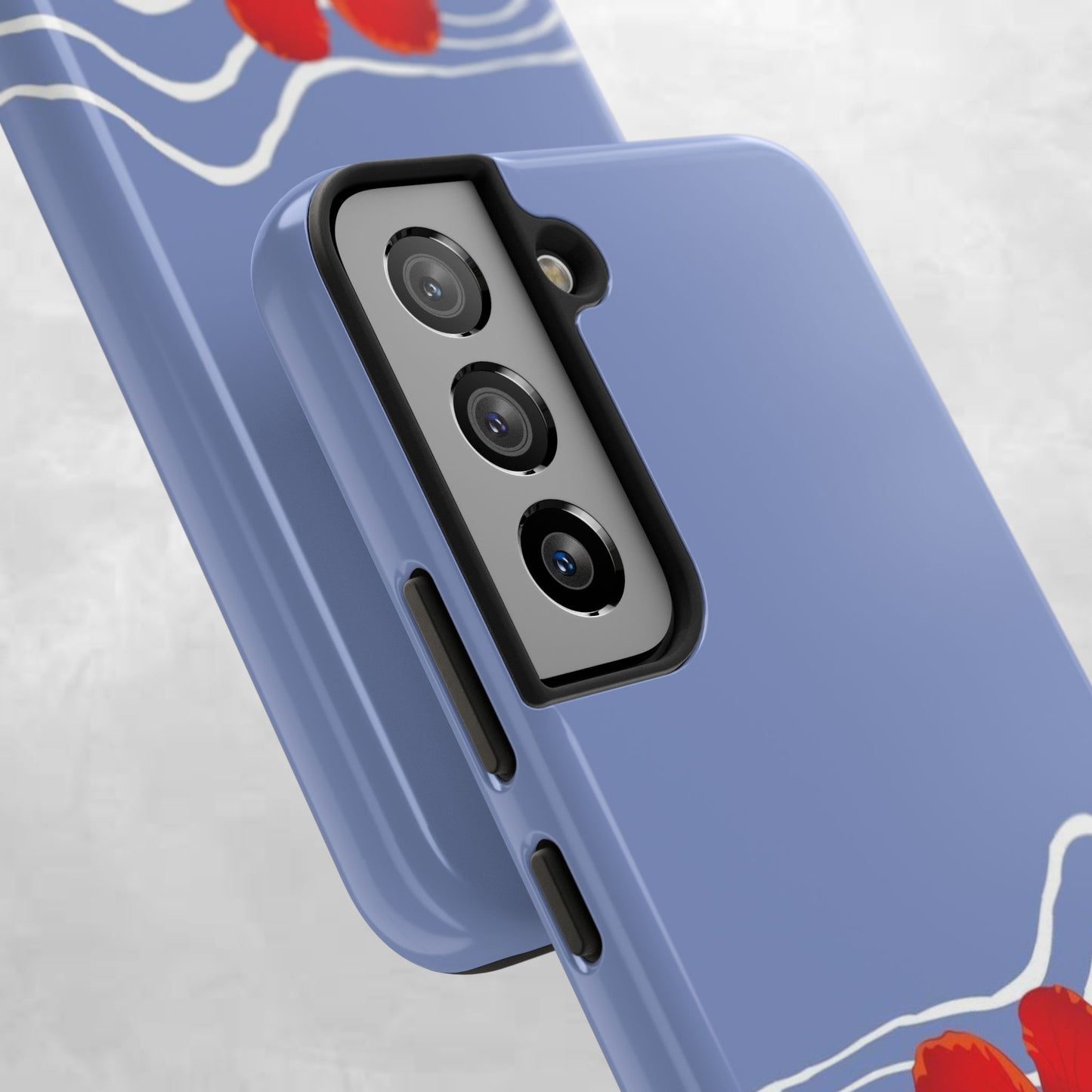 Tough Phone Case — Red Hibiscus Waves (Durable Protective Phone Cover)