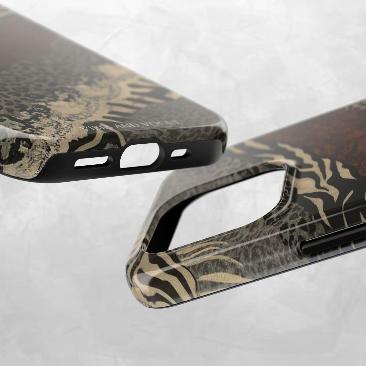 Safari Patchwork Tough Phone Case — Brown Leopard & Zebra Animal Print