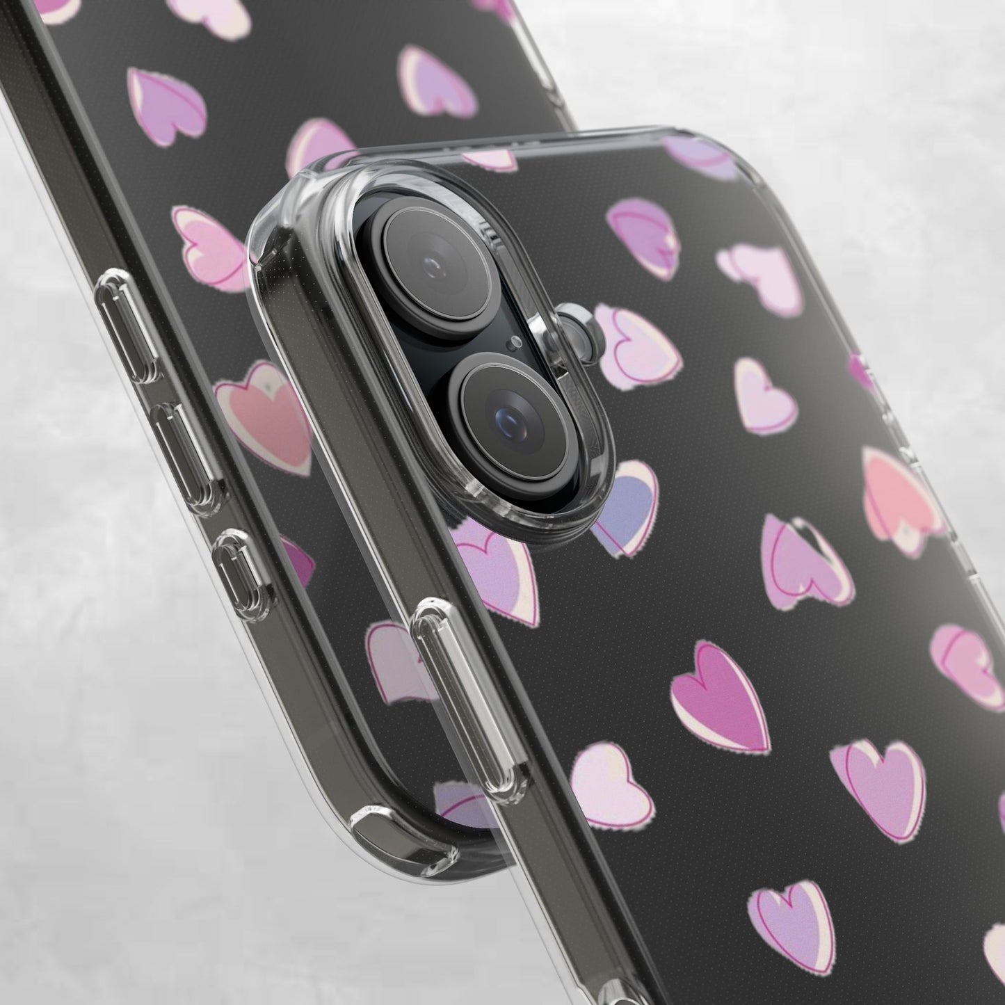 Heart Pattern Clear Case, Cute Phone Cover, Valentine's Day Gift, Trendy Phone Accessory, Love Theme Case