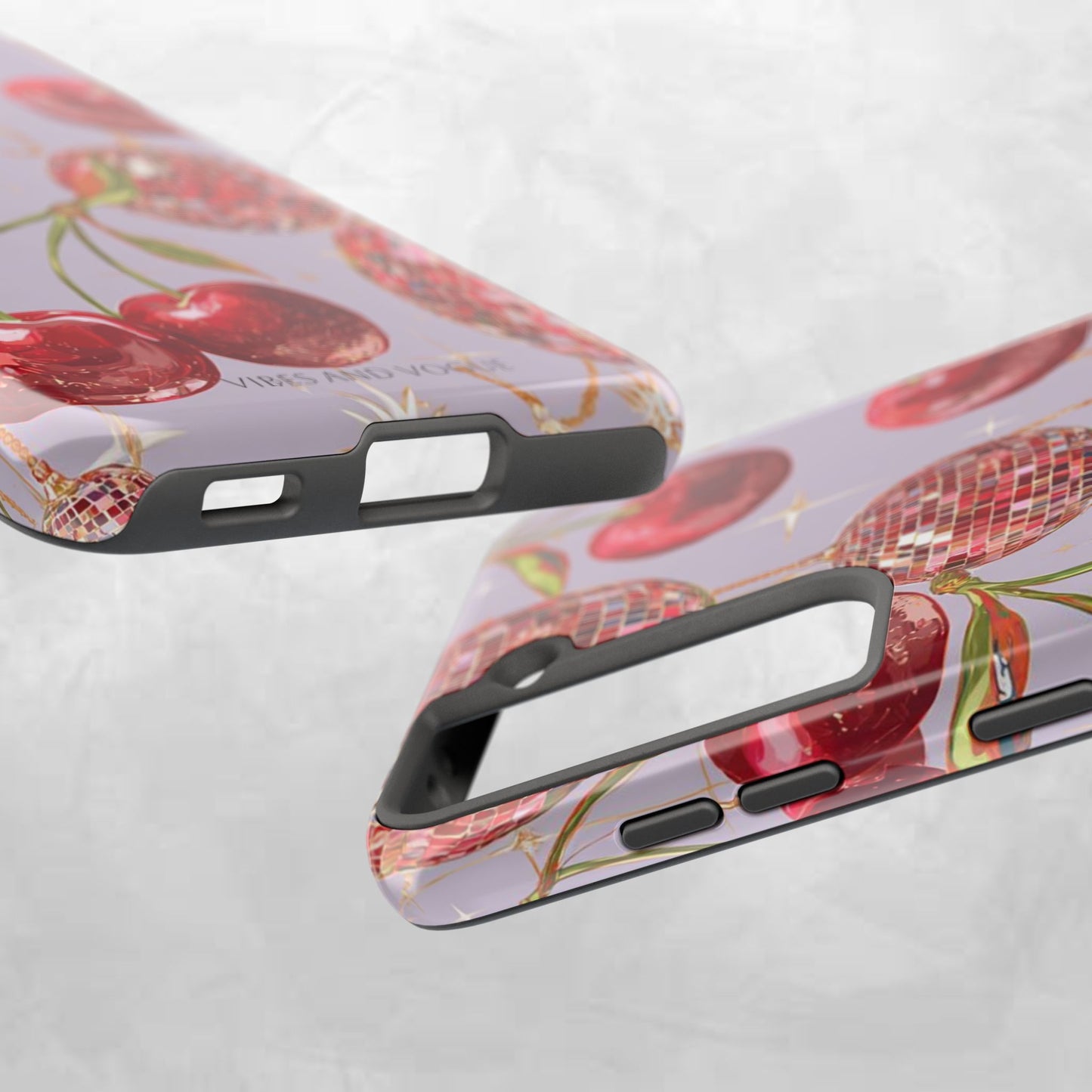 Disco Cherry Tough Phone Case — Retro Sparkle iPhone Protection