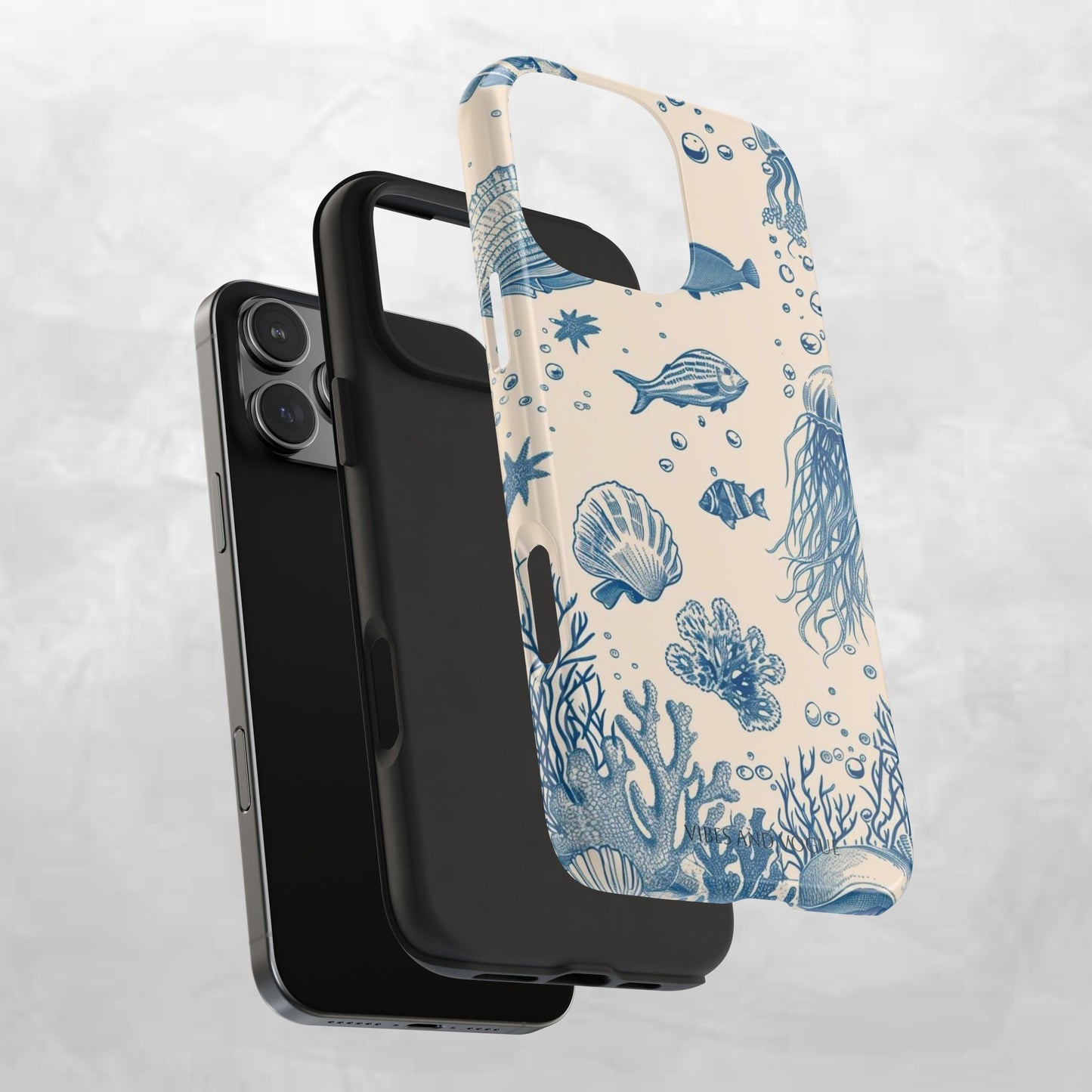 Ocean Blue Marine Pattern Tough Phone Case