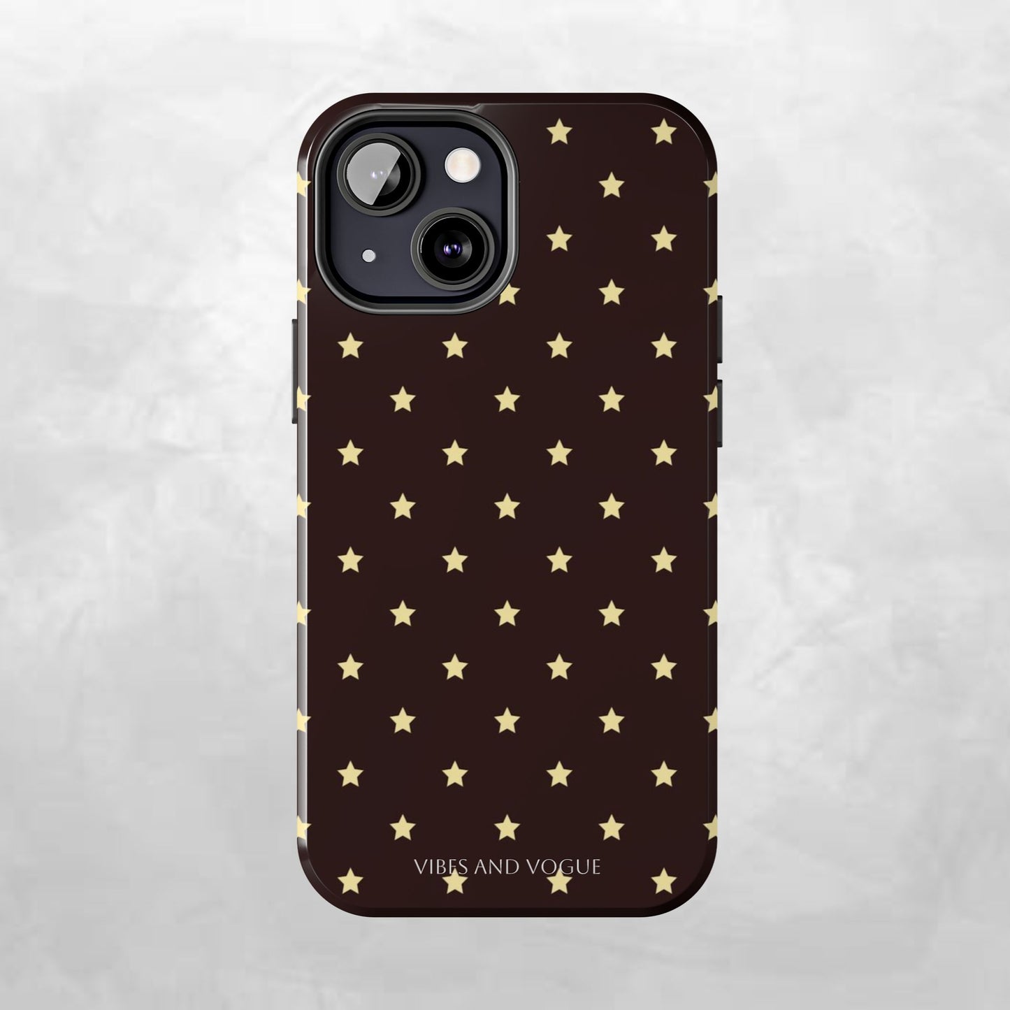 Star Pattern Tough Phone Case — Gold Stars on Chocolate Brown