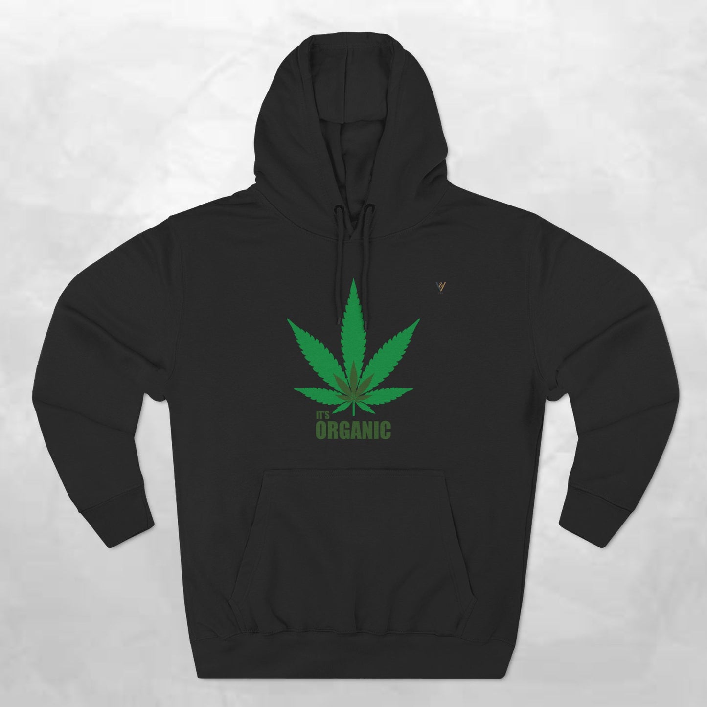Organic Hemp Leaf Fleece Hoodie - Eco-Friendly Cannabis Apparel