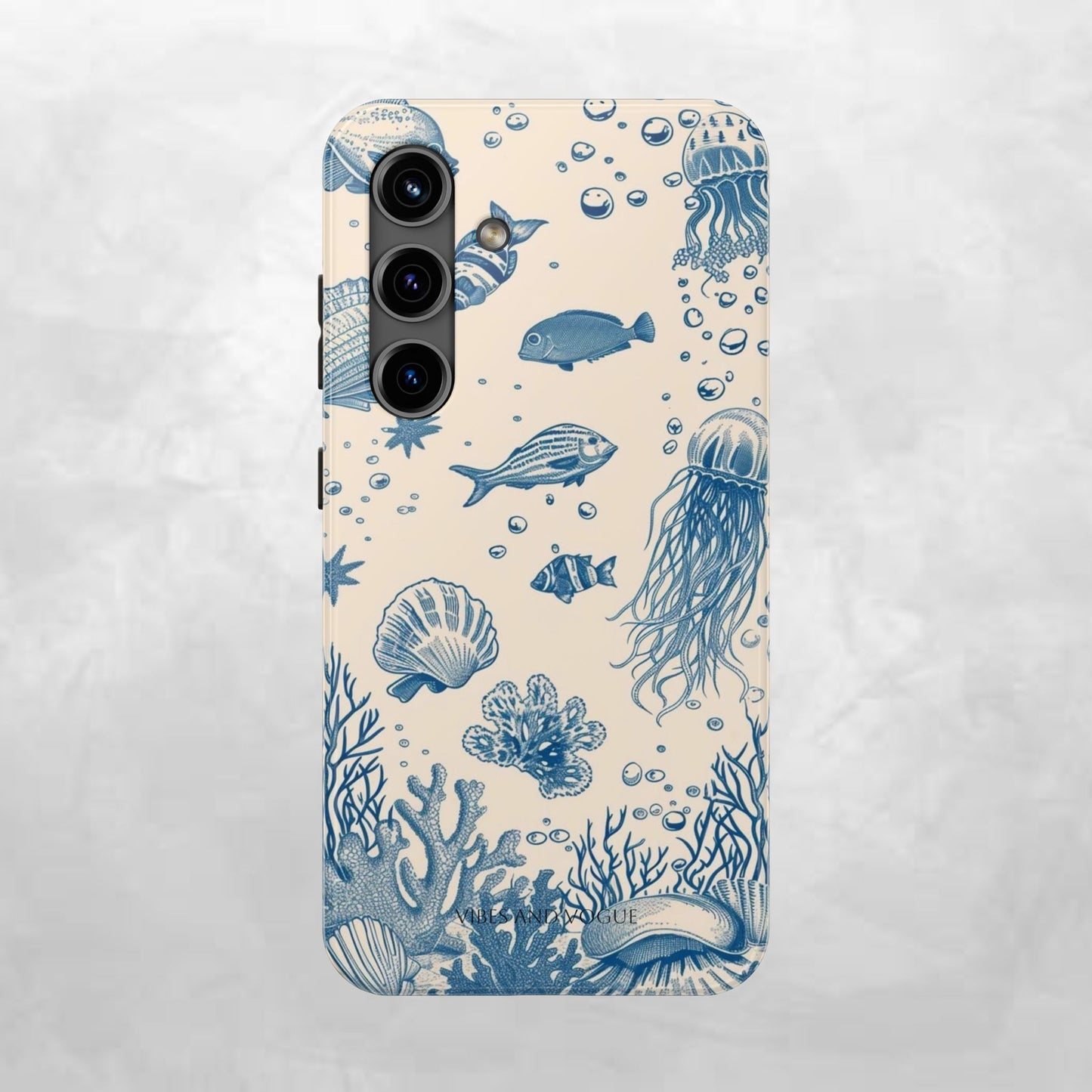 Ocean Blue Marine Pattern Tough Phone Case