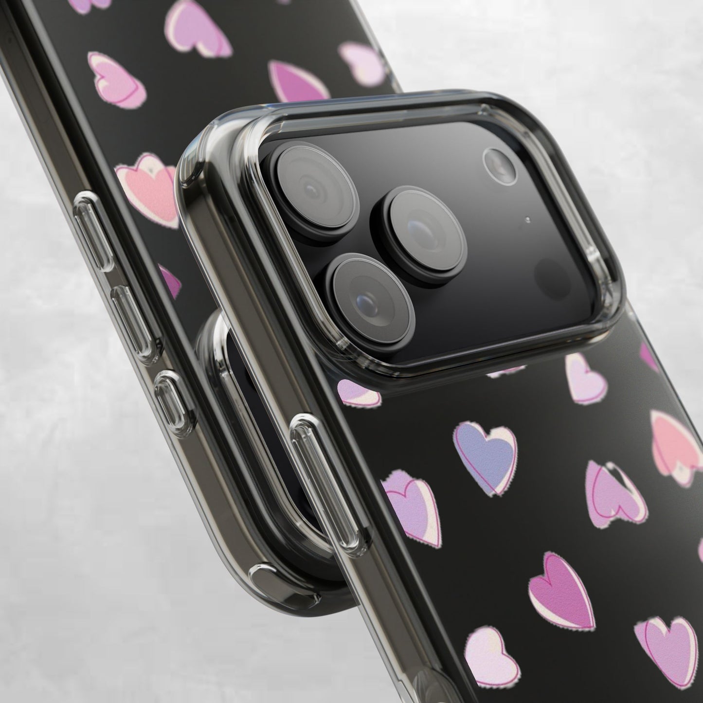 Heart Pattern Clear Case, Cute Phone Cover, Valentine's Day Gift, Trendy Phone Accessory, Love Theme Case