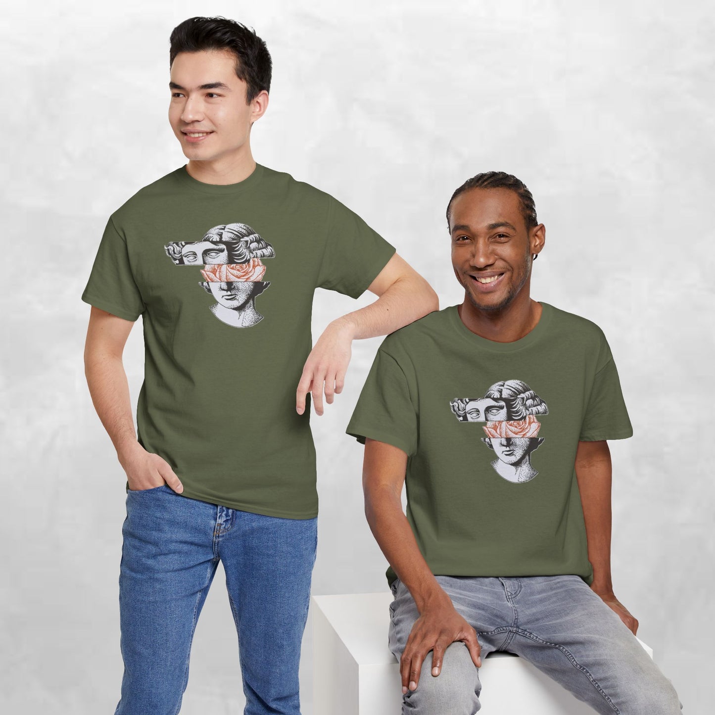 Artistic Unisex Heavy Cotton Tee – Abstract Face Design