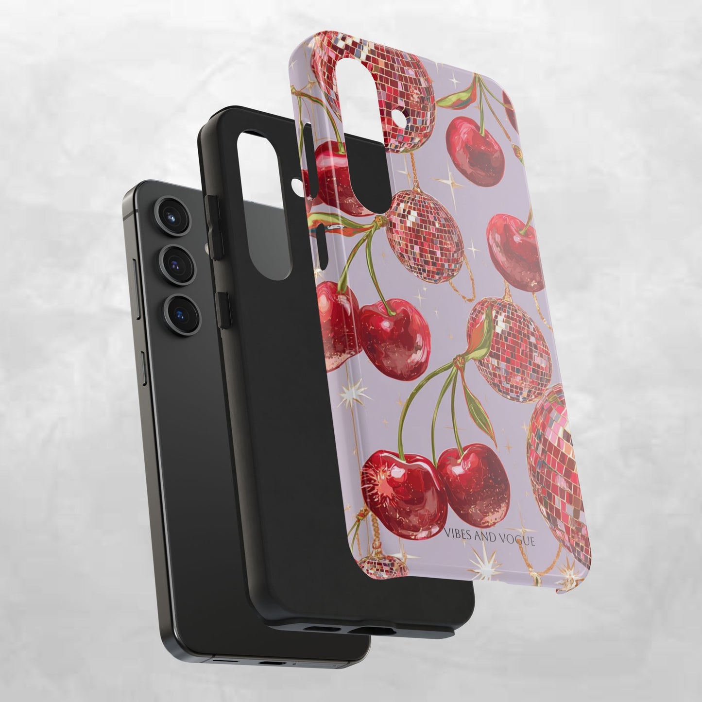 Disco Cherry Tough Phone Case — Retro Sparkle iPhone Protection