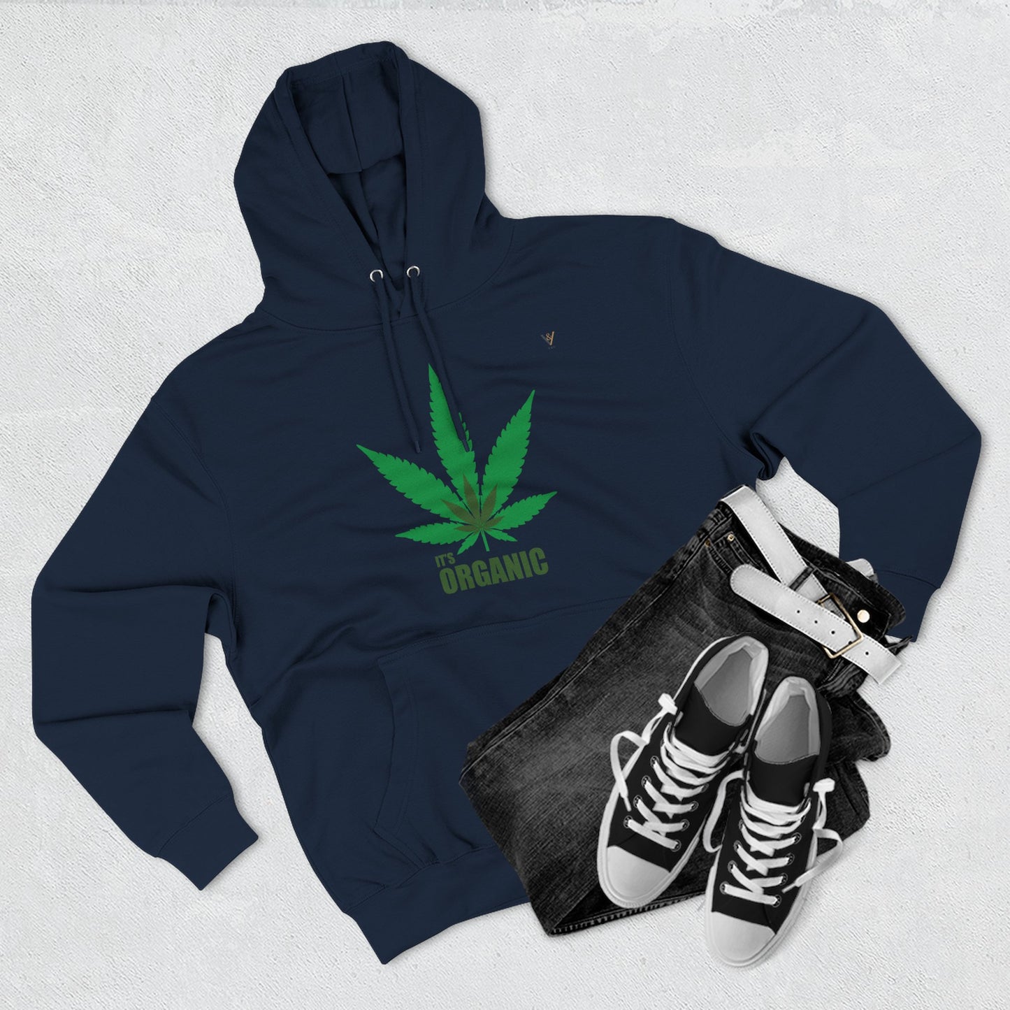 Organic Hemp Leaf Fleece Hoodie - Eco-Friendly Cannabis Apparel