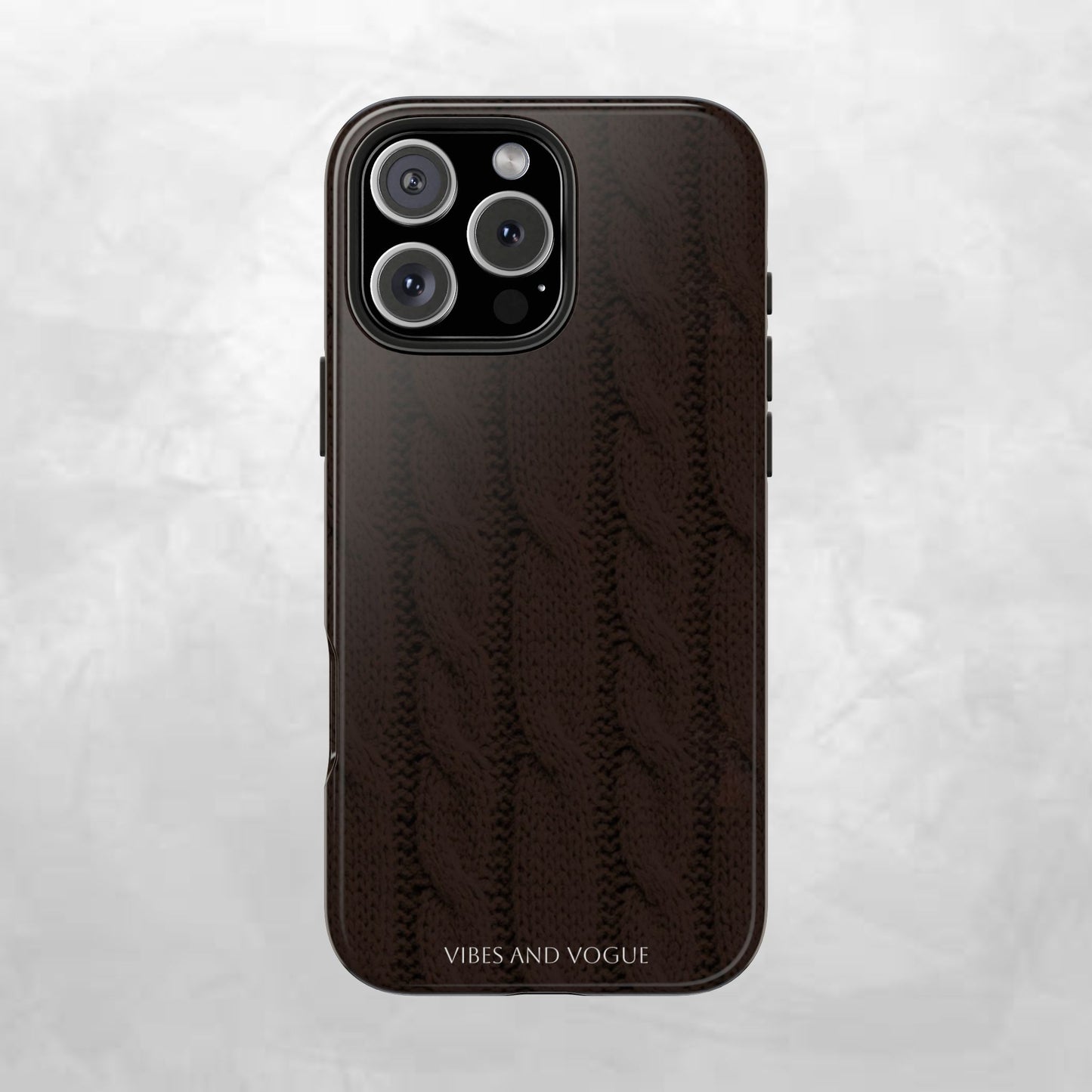 Cable Knit Chocolate Tough Phone Case — Vibes and Vogue Protective Cover