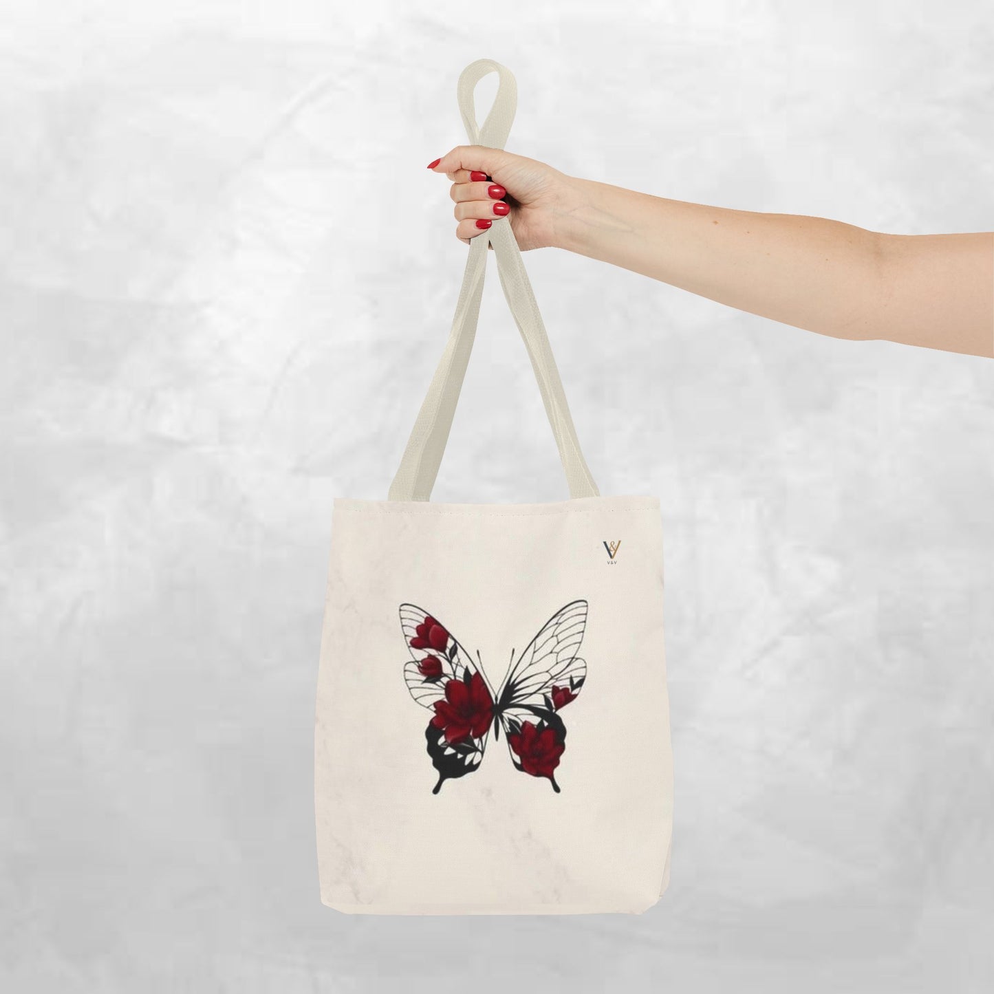 Butterfly Floral Tote Bag, Elegant Carry-All, Eco-Friendly Shopping Bag, Gift for Her, Boho Style