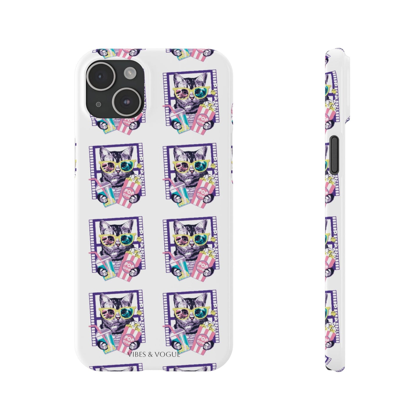 Cat Lover's Slim Phone Cases, Cute Cat Phone Covers, Pet-Themed Accessories, Gifts for Cat Lovers, Vibrant Patterned Cases
