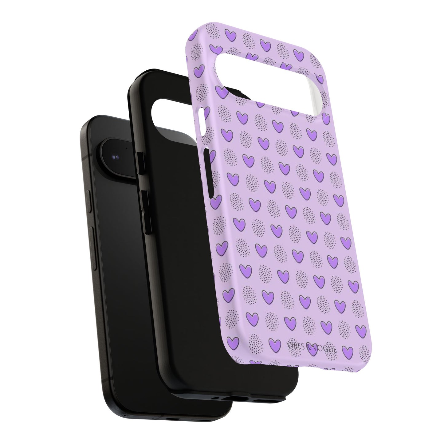 Purple Heart Pattern Phone Case - Tough Cases for a Stylish & Protective Vibe