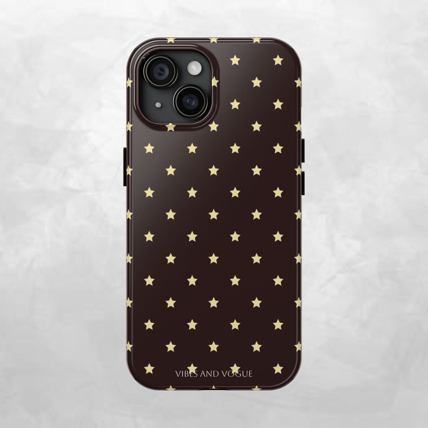 Star Pattern Tough Phone Case — Gold Stars on Chocolate Brown