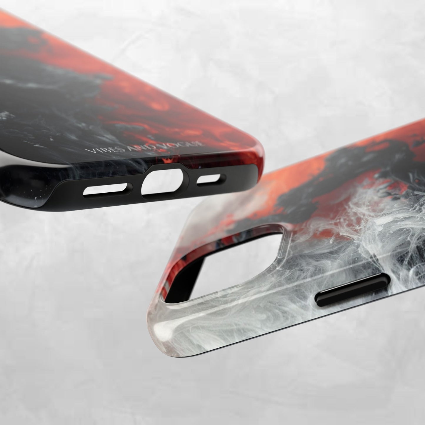 Abstract Red & Black Smoke Tough Phone Case — Vibes and Vogue Protective Cover
