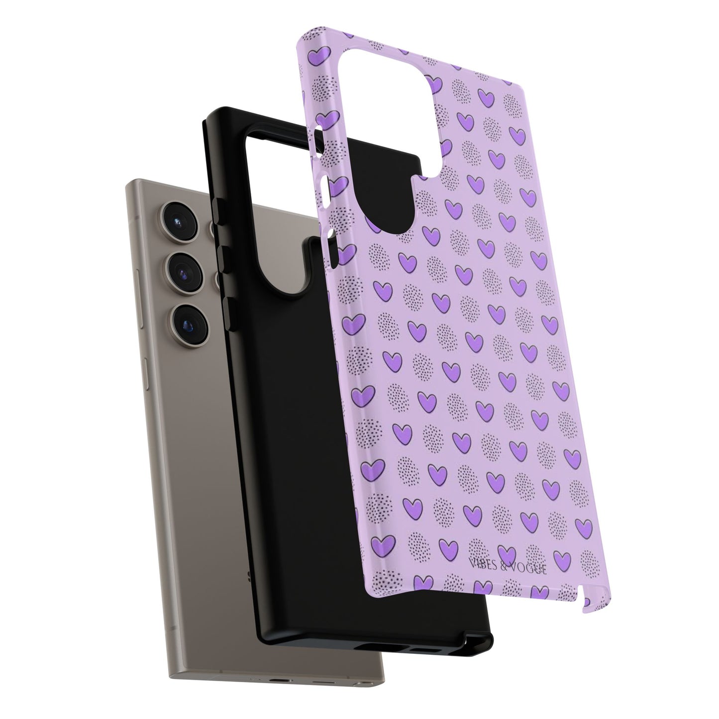 Purple Heart Pattern Phone Case - Tough Cases for a Stylish & Protective Vibe