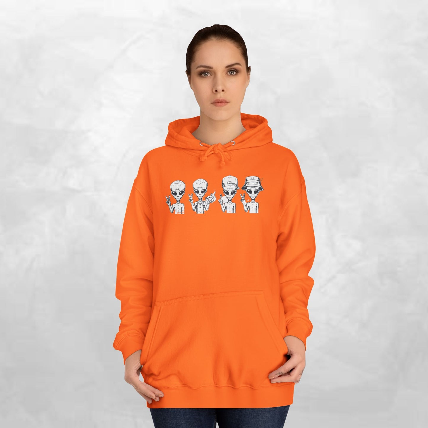 Retro Alien College Hoodie - Unisex Warm Sweatshirt for Campus Style