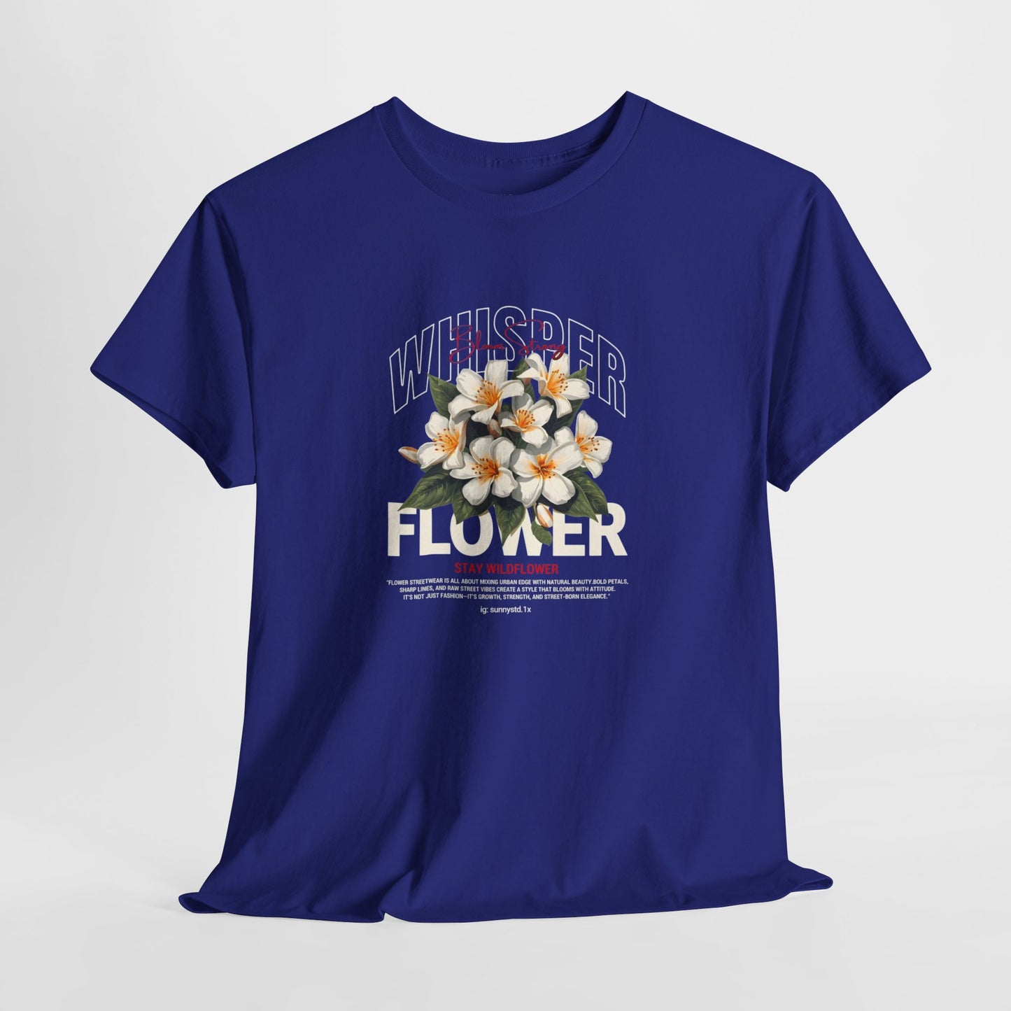Floral "Whisper Flower" Graphic Tee — Vintage Plumeria Blossom Shirt