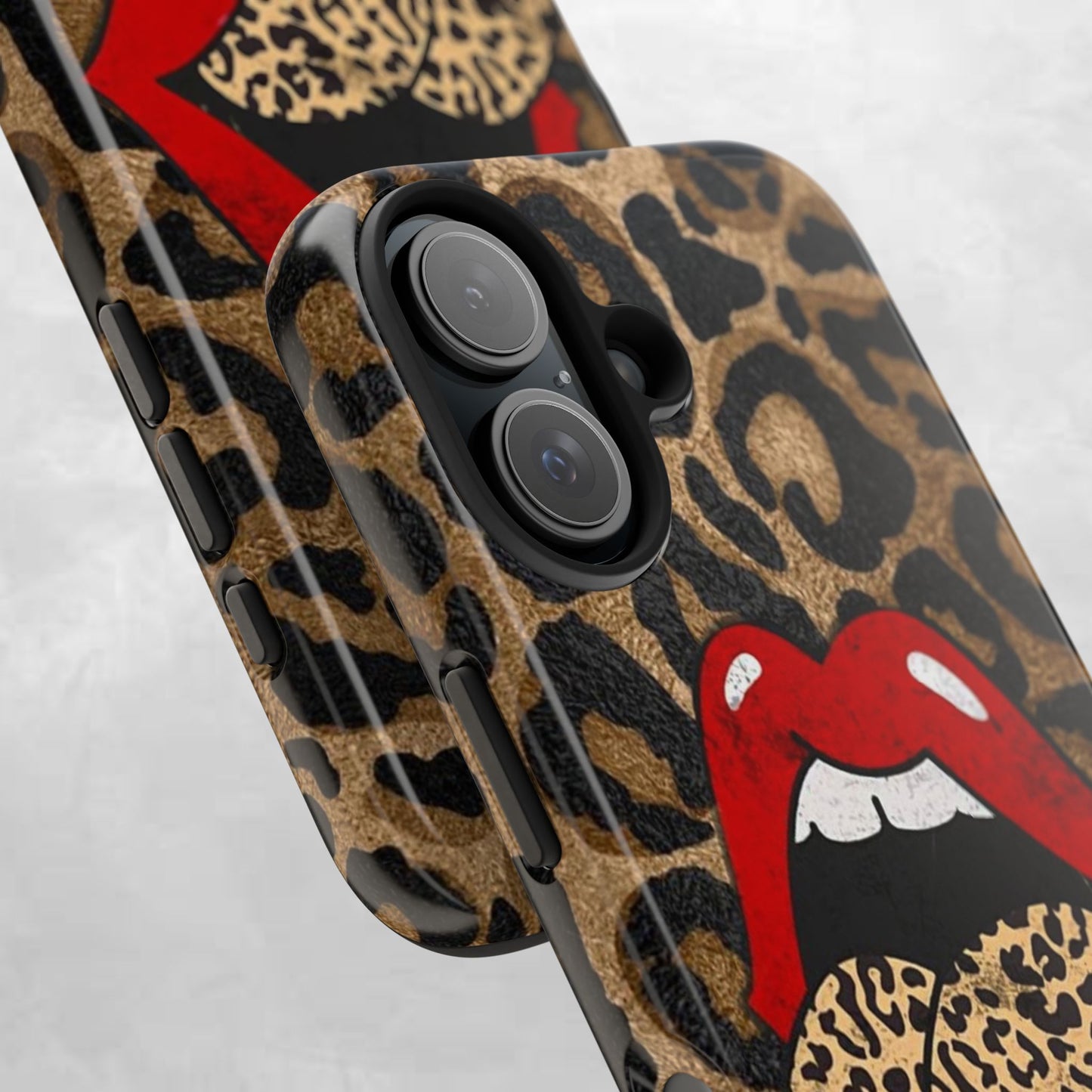 Leopard Lip Tough Phone Case — Bold Animal Print Phone Cover