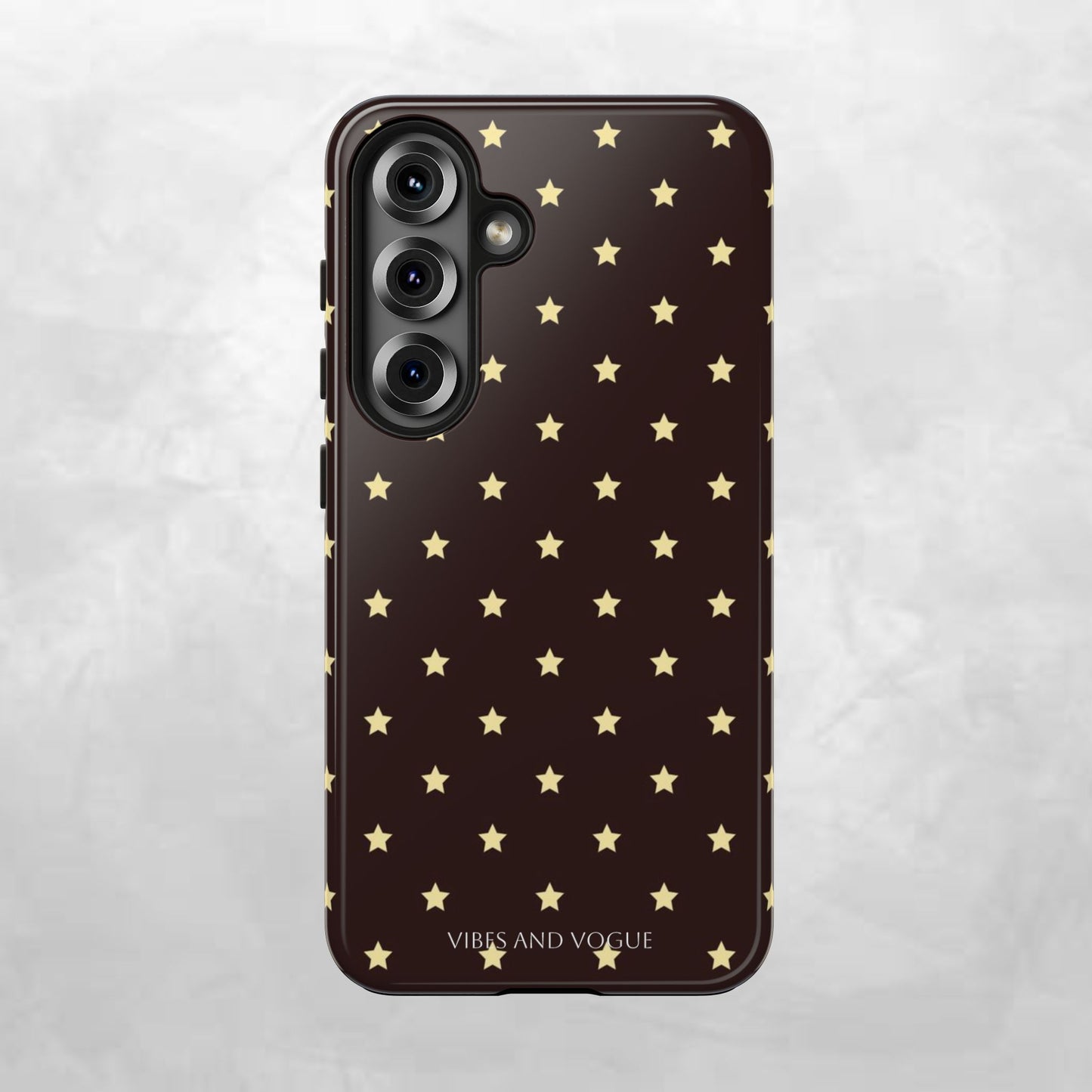 Star Pattern Tough Phone Case — Gold Stars on Chocolate Brown