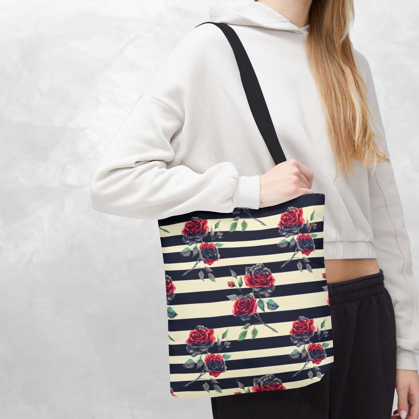 Chic Floral Tote Bag, Stylish Eco-Friendly Bag, Rose Pattern Shopping Tote, Gift for Her, Everyday Handbag, Floral Fashion