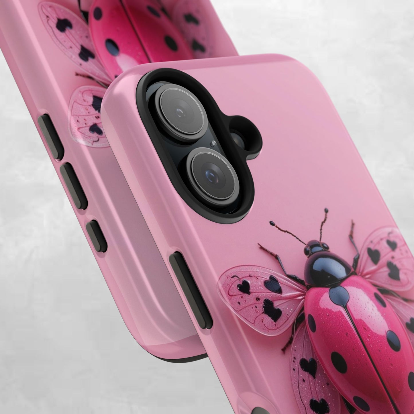 Pink Ladybug Tough Phone Case, Cute Phone Cover, Bug Lover Gift, Durable Smartphone Shell, Protective Tech Accessory