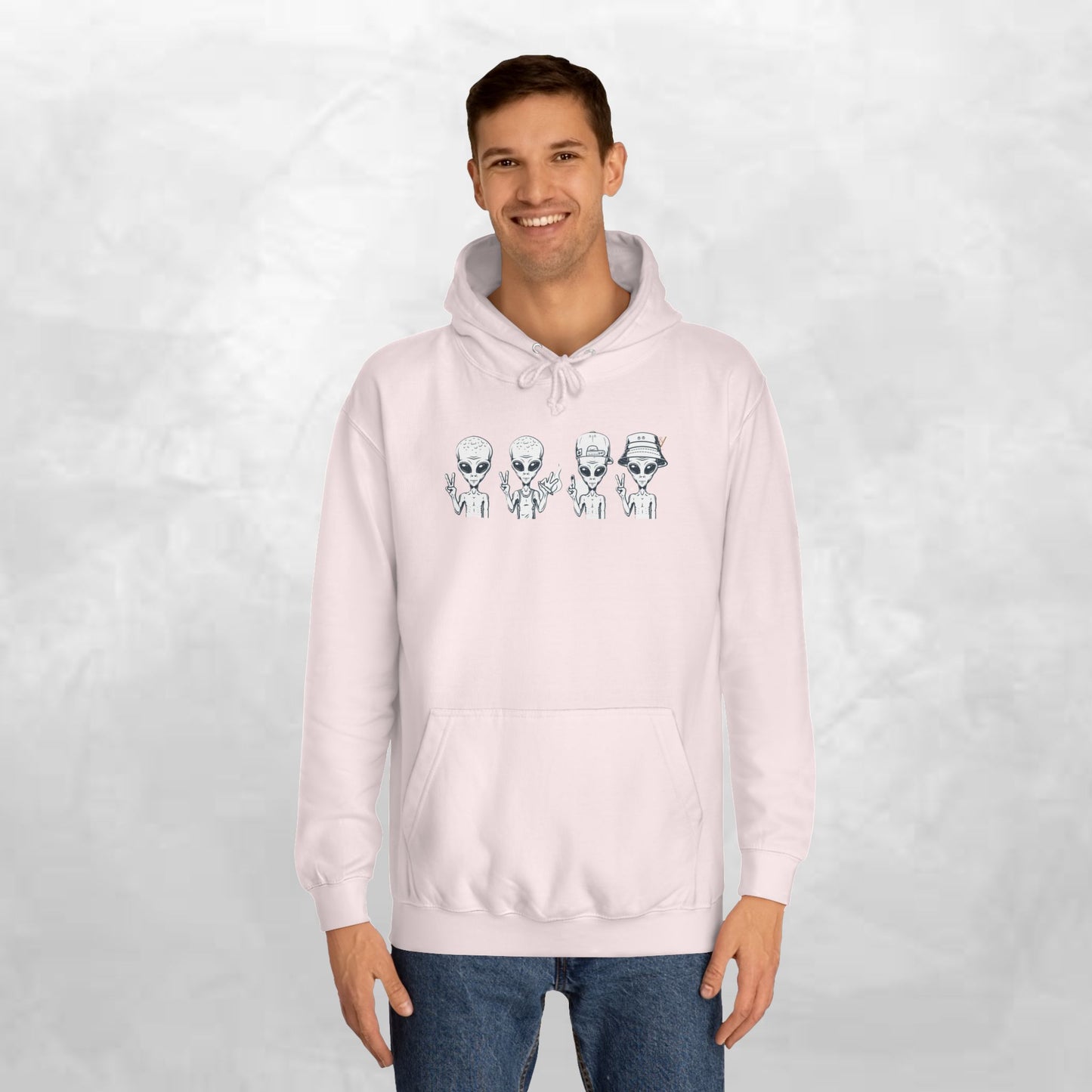 Retro Alien College Hoodie - Unisex Warm Sweatshirt for Campus Style