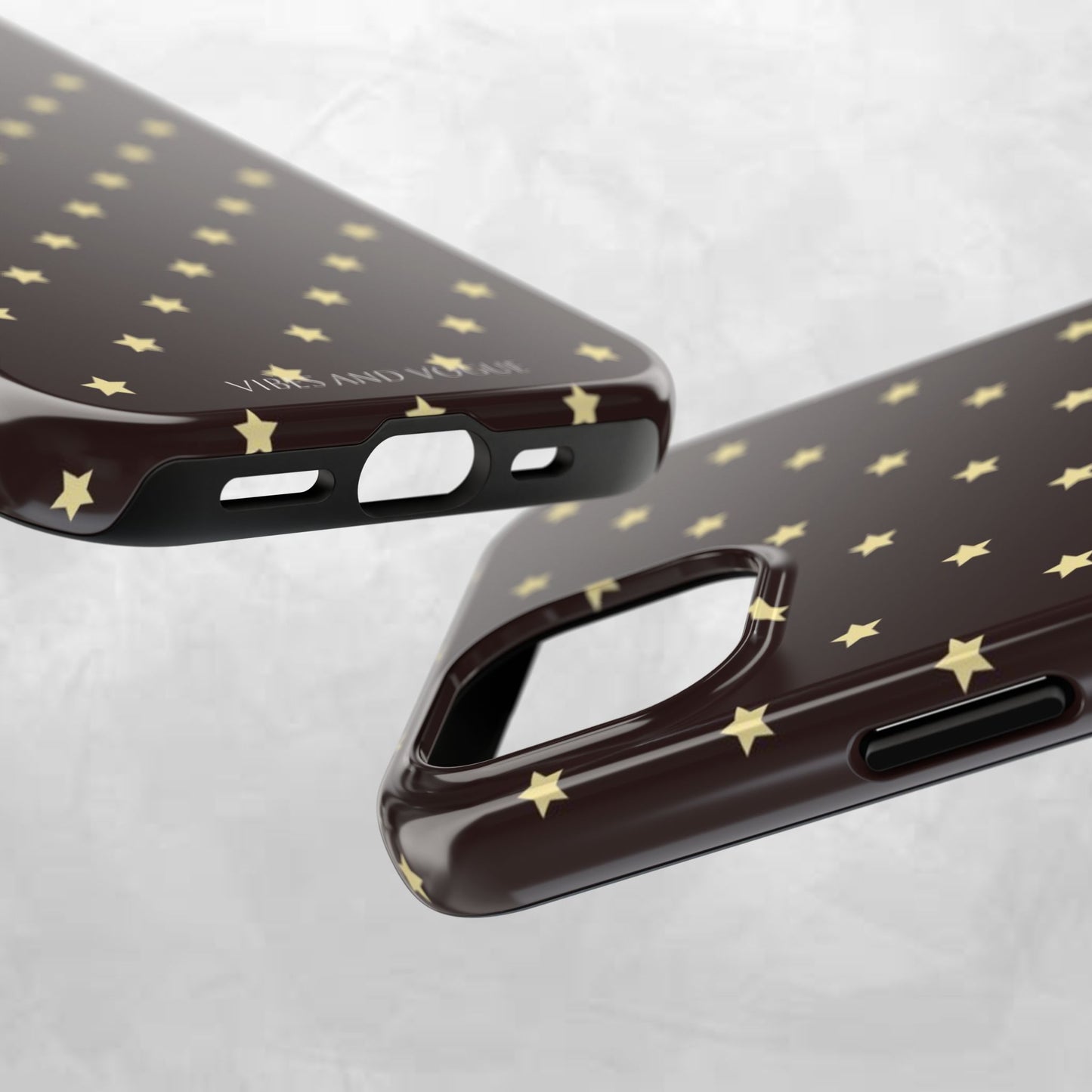Star Pattern Tough Phone Case — Gold Stars on Chocolate Brown