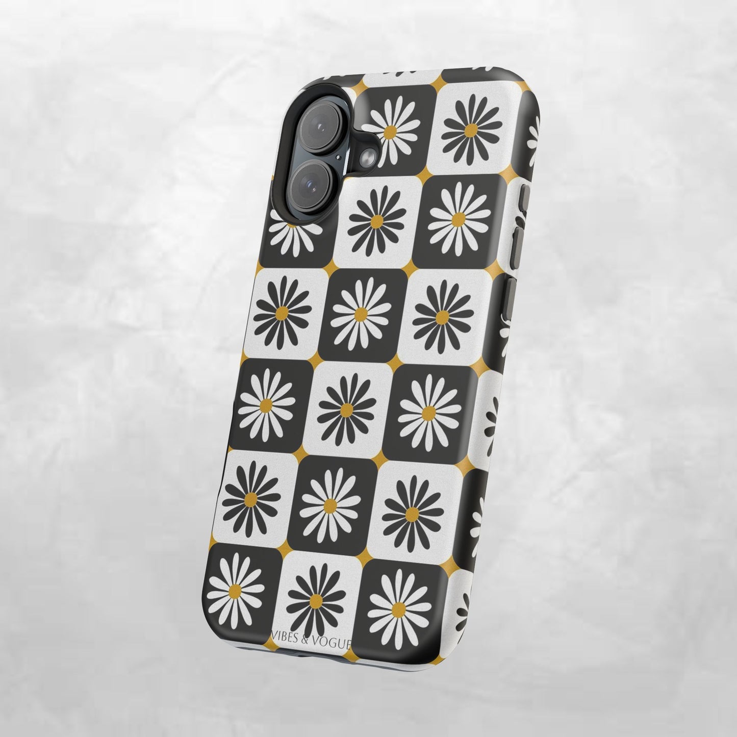 Retro Daisy Magnetic Tough Case - Stylish Protection for Your Phone