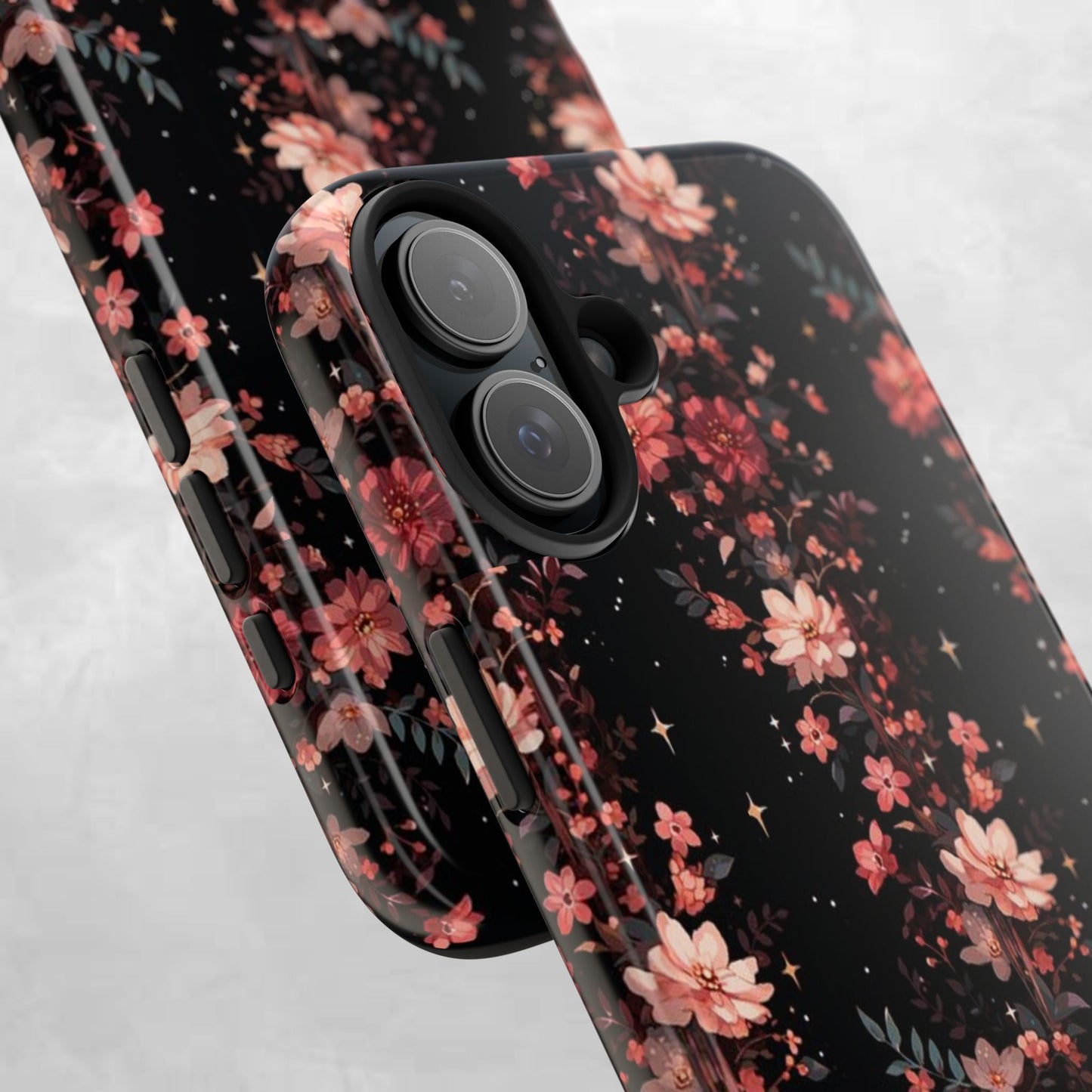 Floral Galaxy Phone Case – Dark Pink Blossom Tough Protective Case