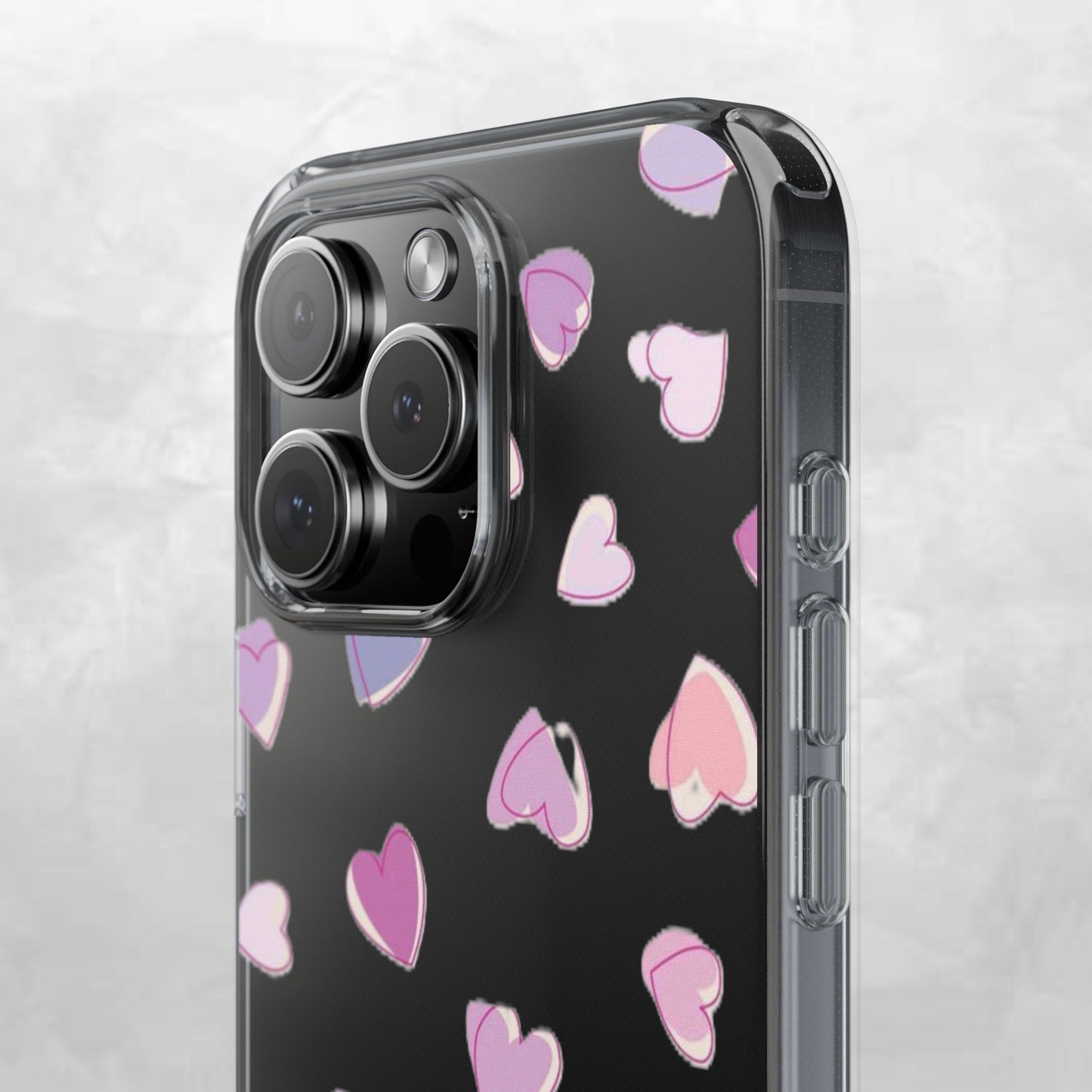 Heart Pattern Clear Case, Cute Phone Cover, Valentine's Day Gift, Trendy Phone Accessory, Love Theme Case