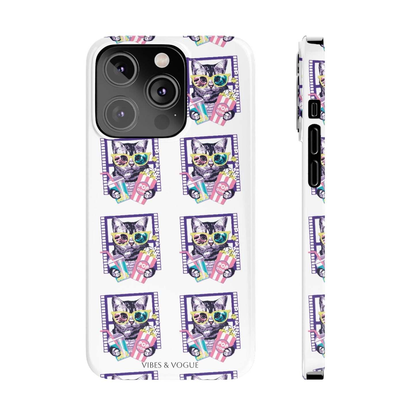 Cat Lover's Slim Phone Cases, Cute Cat Phone Covers, Pet-Themed Accessories, Gifts for Cat Lovers, Vibrant Patterned Cases