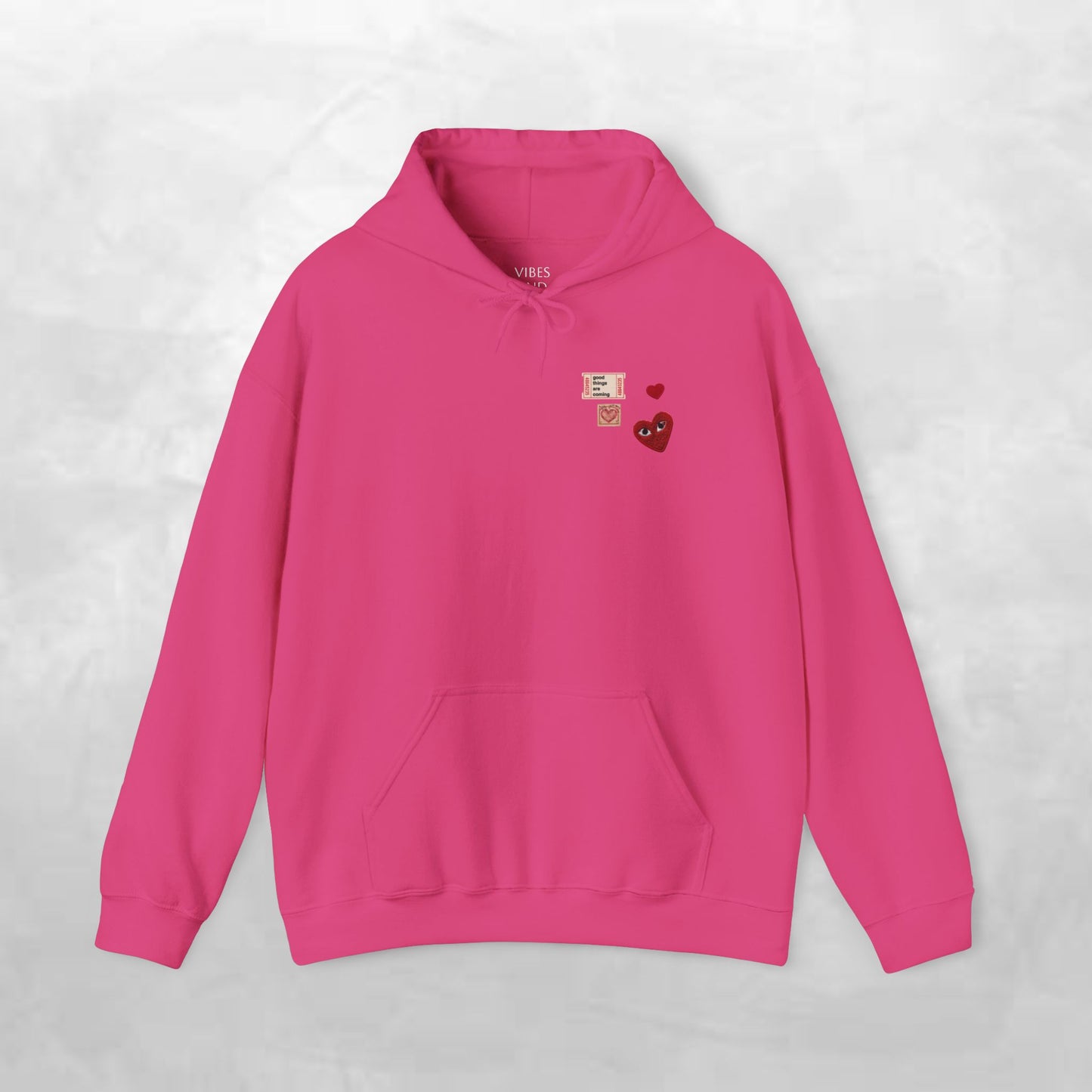 Hoodie — Tiny Vintage Valentine Hearts Chest Print