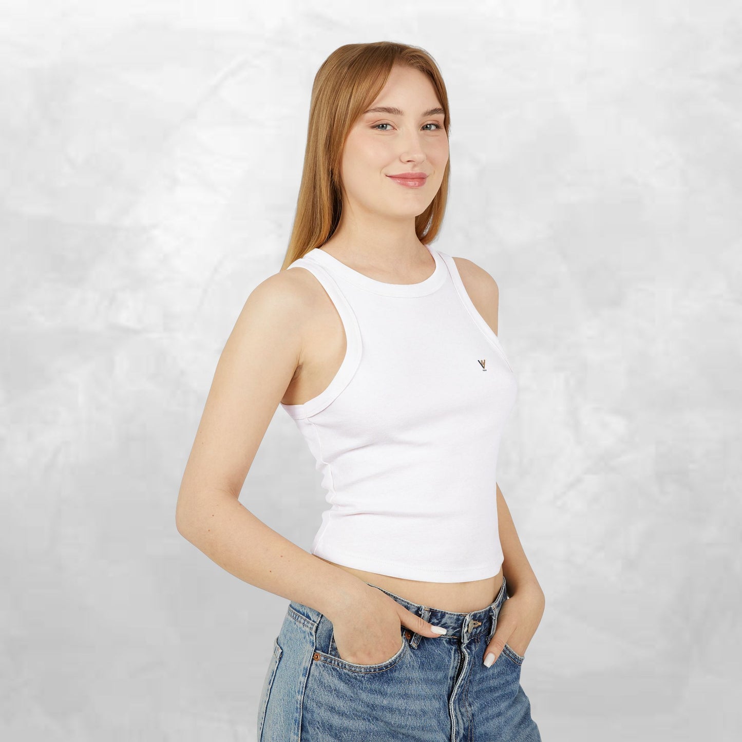 Women's Micro Rib Racer Tank Top - Effortless Everyday Style