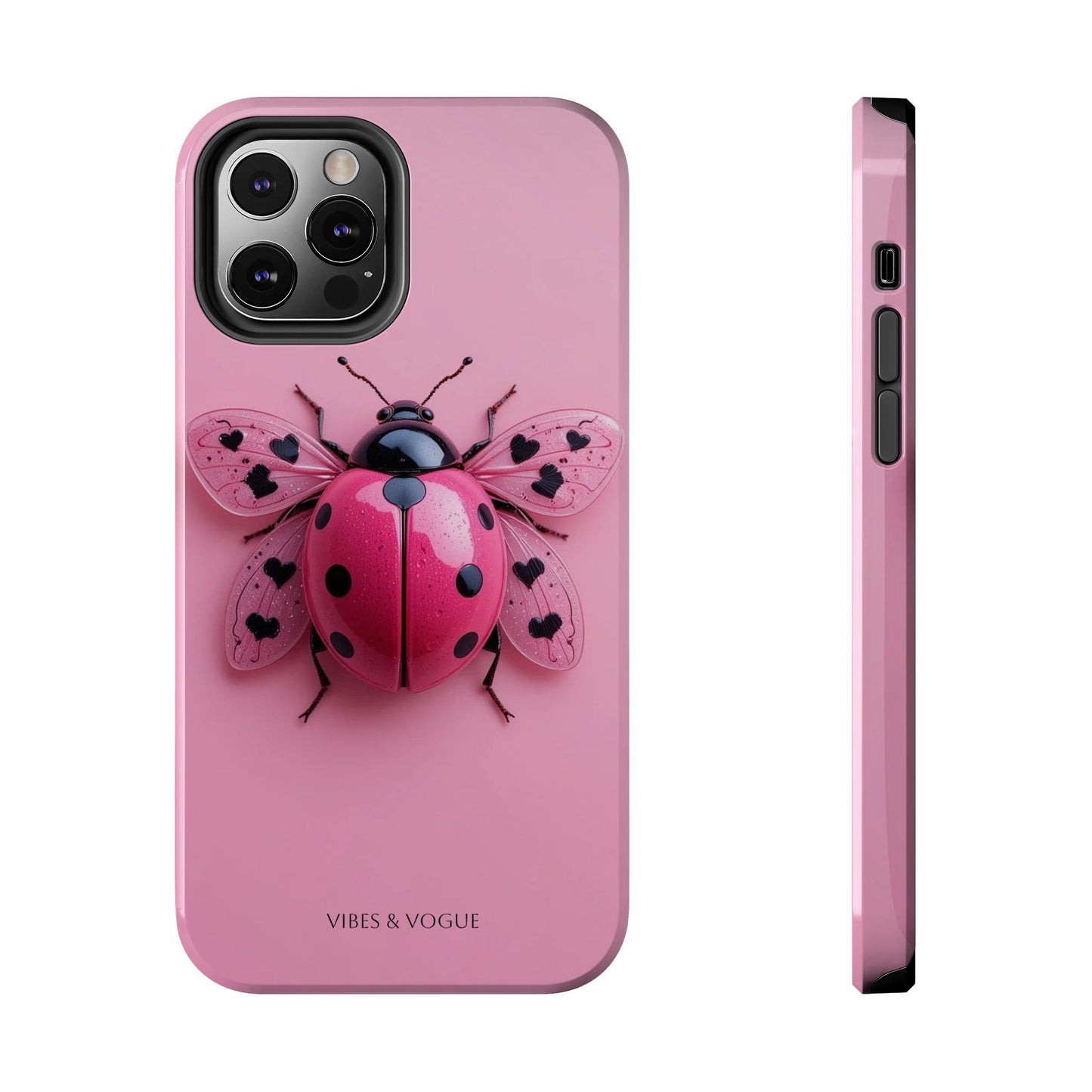 Pink Ladybug Tough Phone Case, Cute Phone Cover, Bug Lover Gift, Durable Smartphone Shell, Protective Tech Accessory