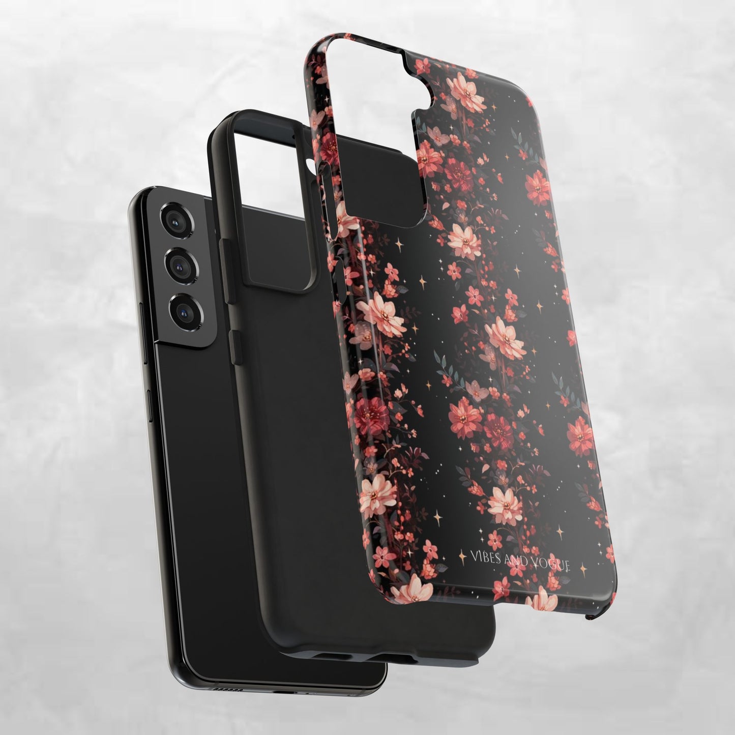Floral Galaxy Phone Case – Dark Pink Blossom Tough Protective Case