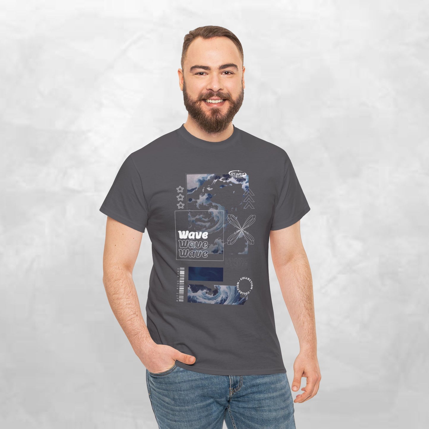 Wave Graphic Tee — Retro Surf Collage T-Shirt