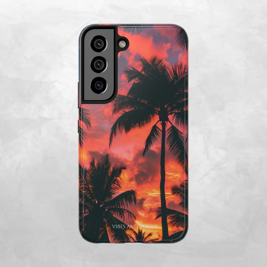 Tropical Sunset Tough Phone Case — Palm Tree Sunset Protective Phone Cover