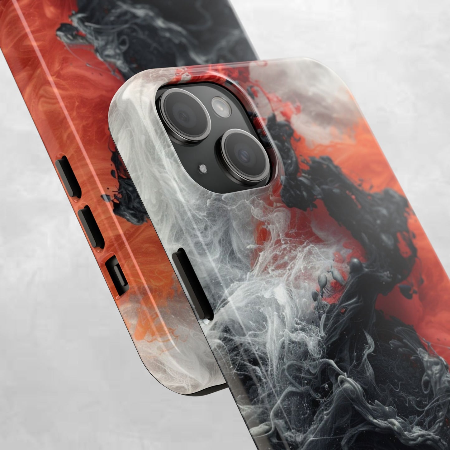 Abstract Red & Black Smoke Tough Phone Case — Vibes and Vogue Protective Cover