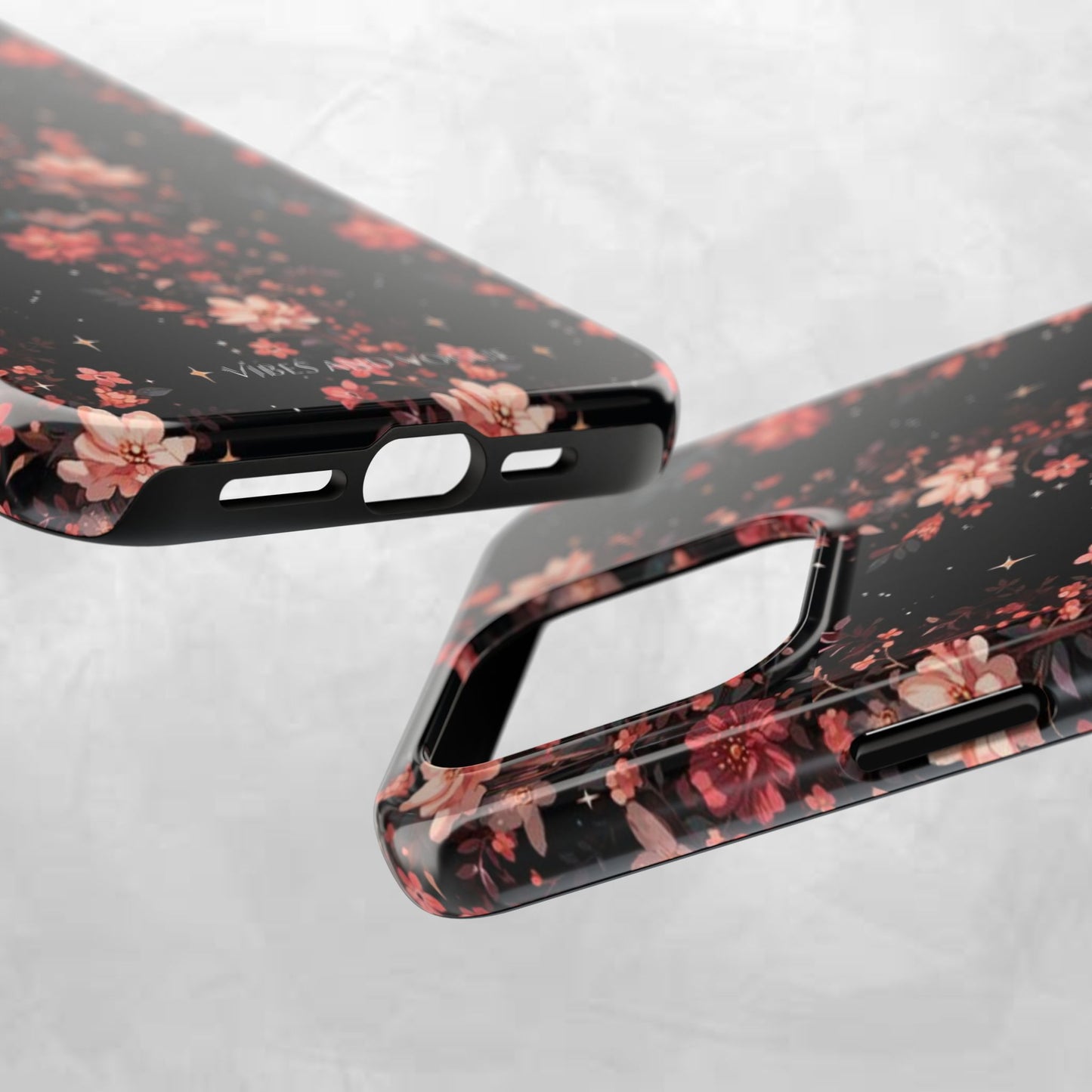 Floral Galaxy Phone Case – Dark Pink Blossom Tough Protective Case