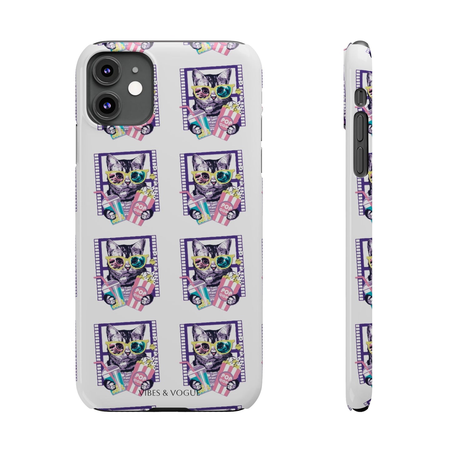 Cat Lover's Slim Phone Cases, Cute Cat Phone Covers, Pet-Themed Accessories, Gifts for Cat Lovers, Vibrant Patterned Cases