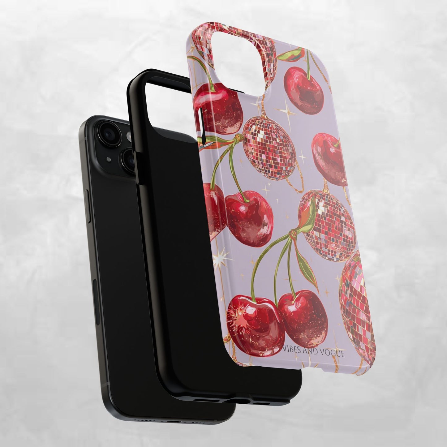 Disco Cherry Tough Phone Case — Retro Sparkle iPhone Protection
